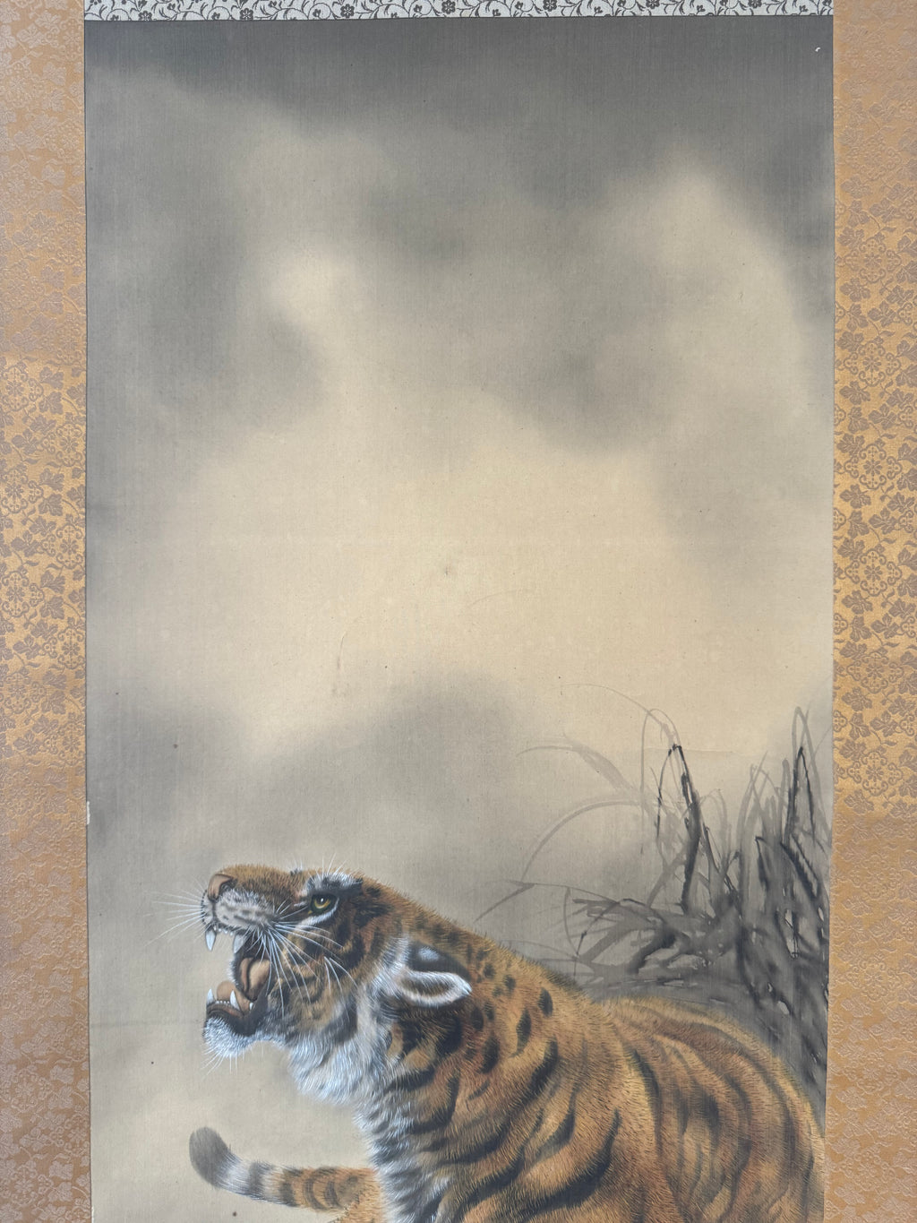 Japanese Tiger Kakemono Print – Symbolic Mother and Child Hanging Scroll Art