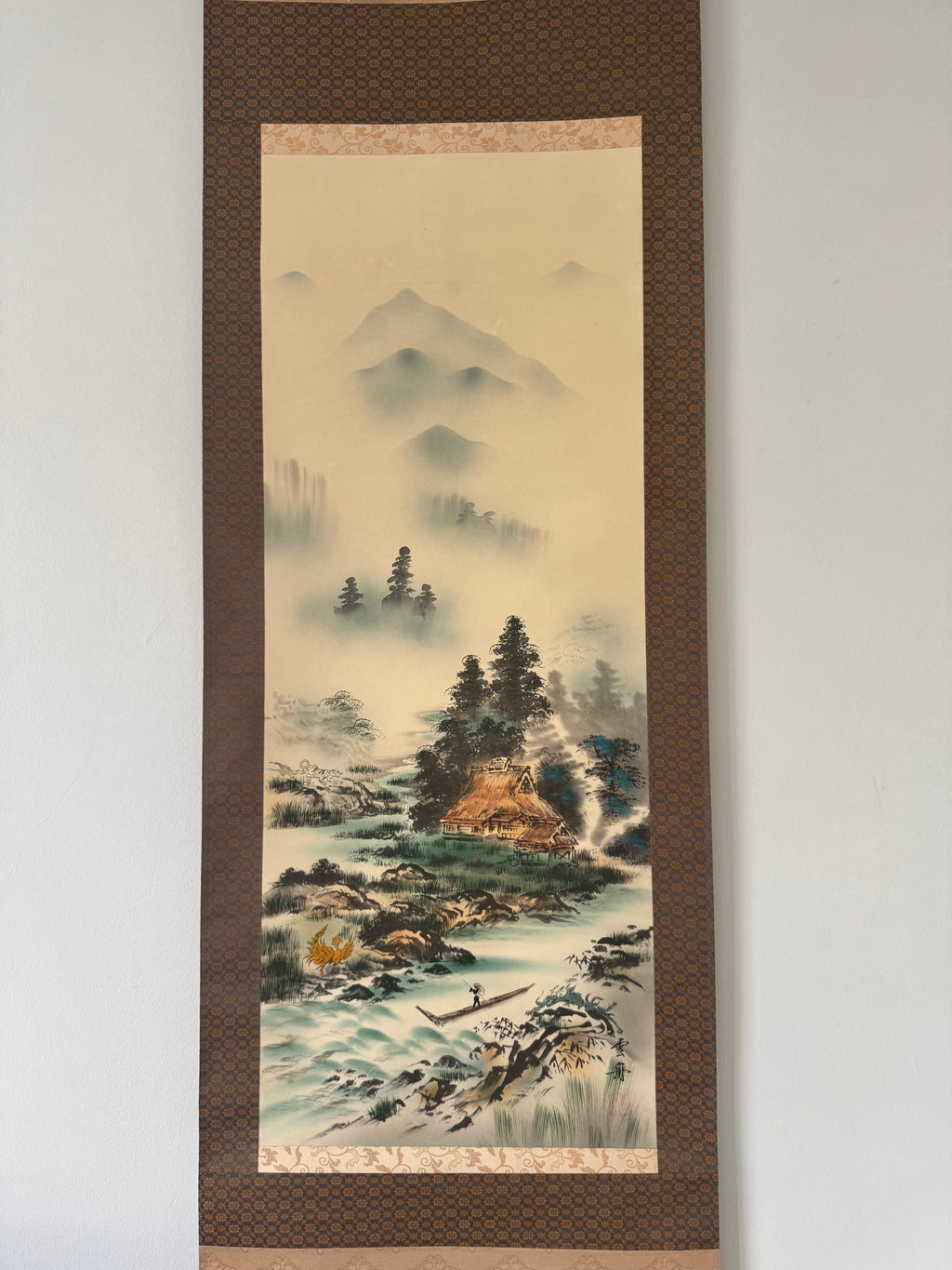 Japanese Four Mythical Creatures Kakemono Print – Hidden Dragon, Phoenix & Sacred Beasts Landscape