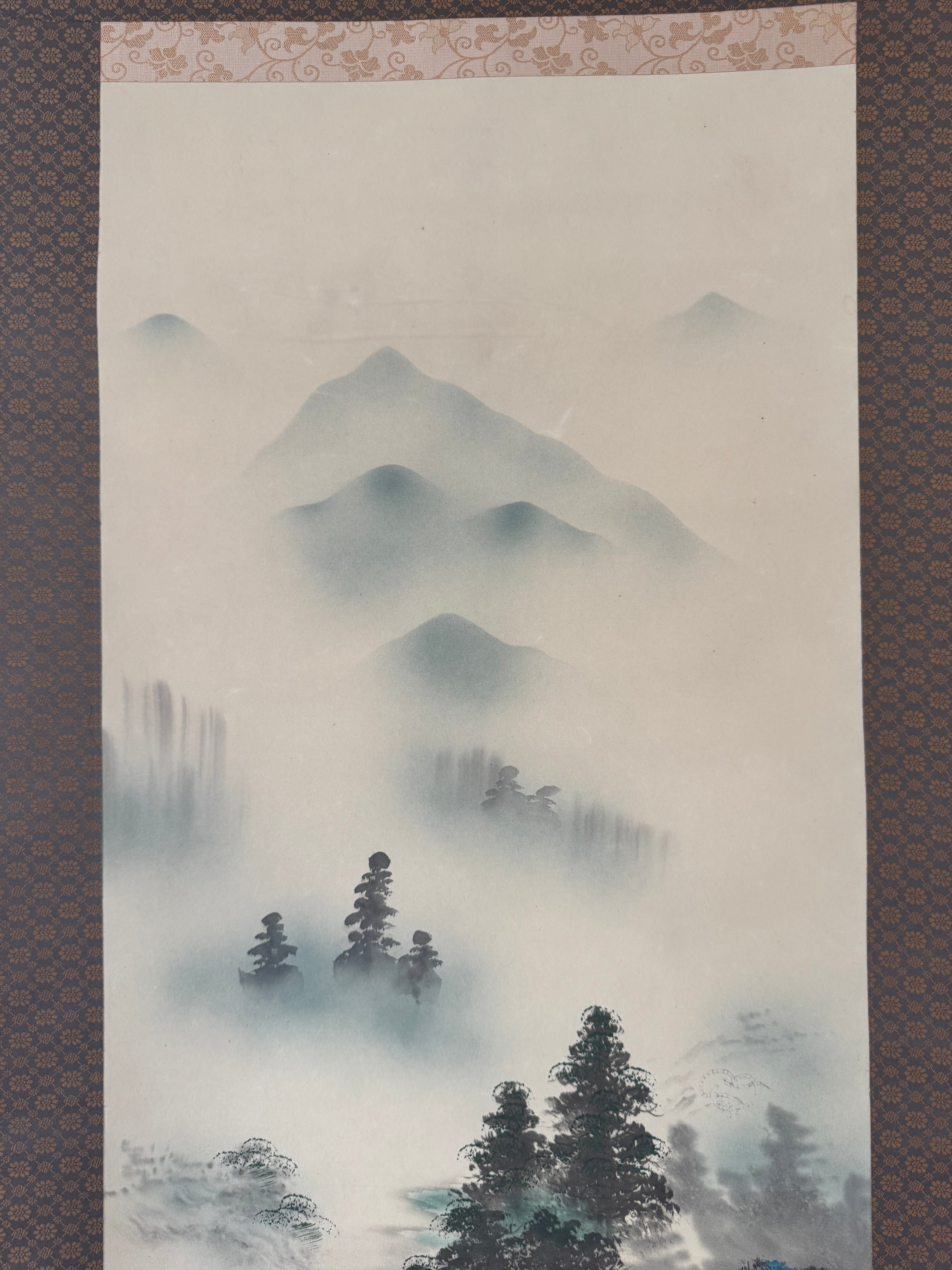 Japanese Four Mythical Creatures Kakemono Print – Hidden Dragon, Phoenix & Sacred Beasts Landscape