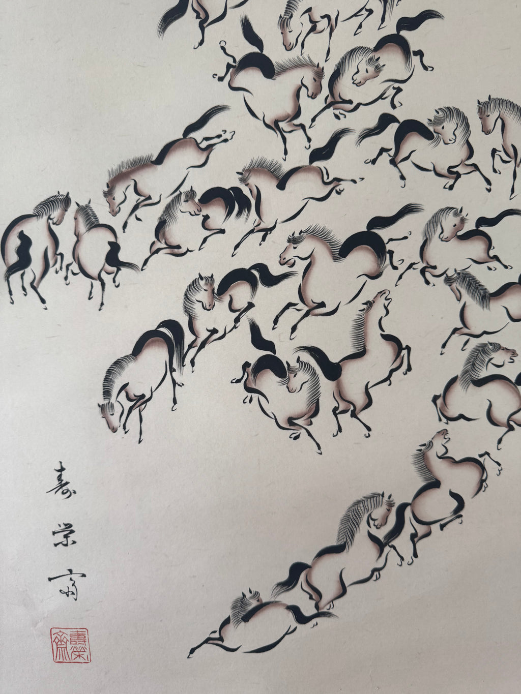 Japanese Horse Kanji Kakemono Print – Symbolic Ink Art Hanging Scroll