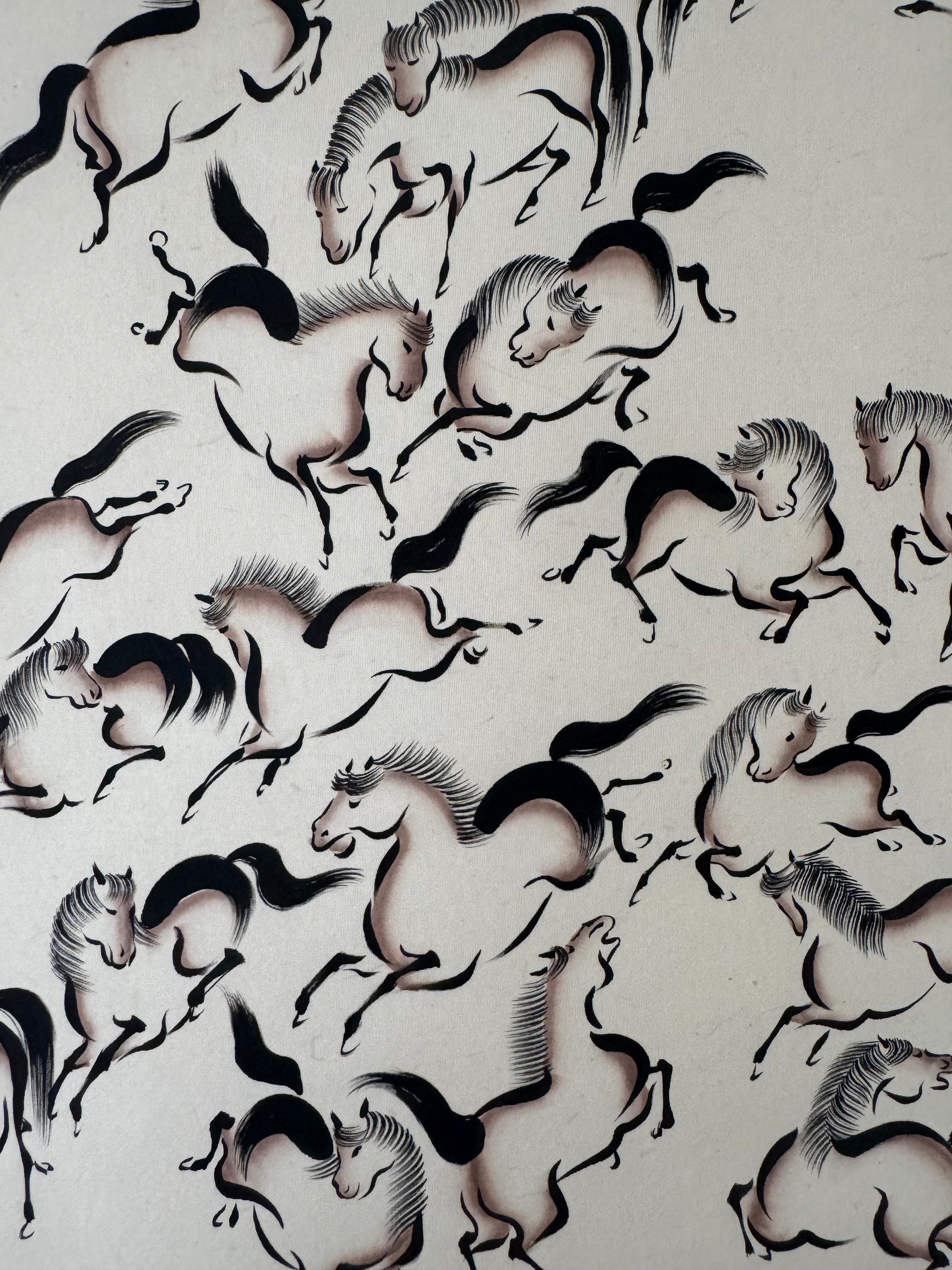 Japanese Horse Kanji Kakemono Print – Symbolic Ink Art Hanging Scroll