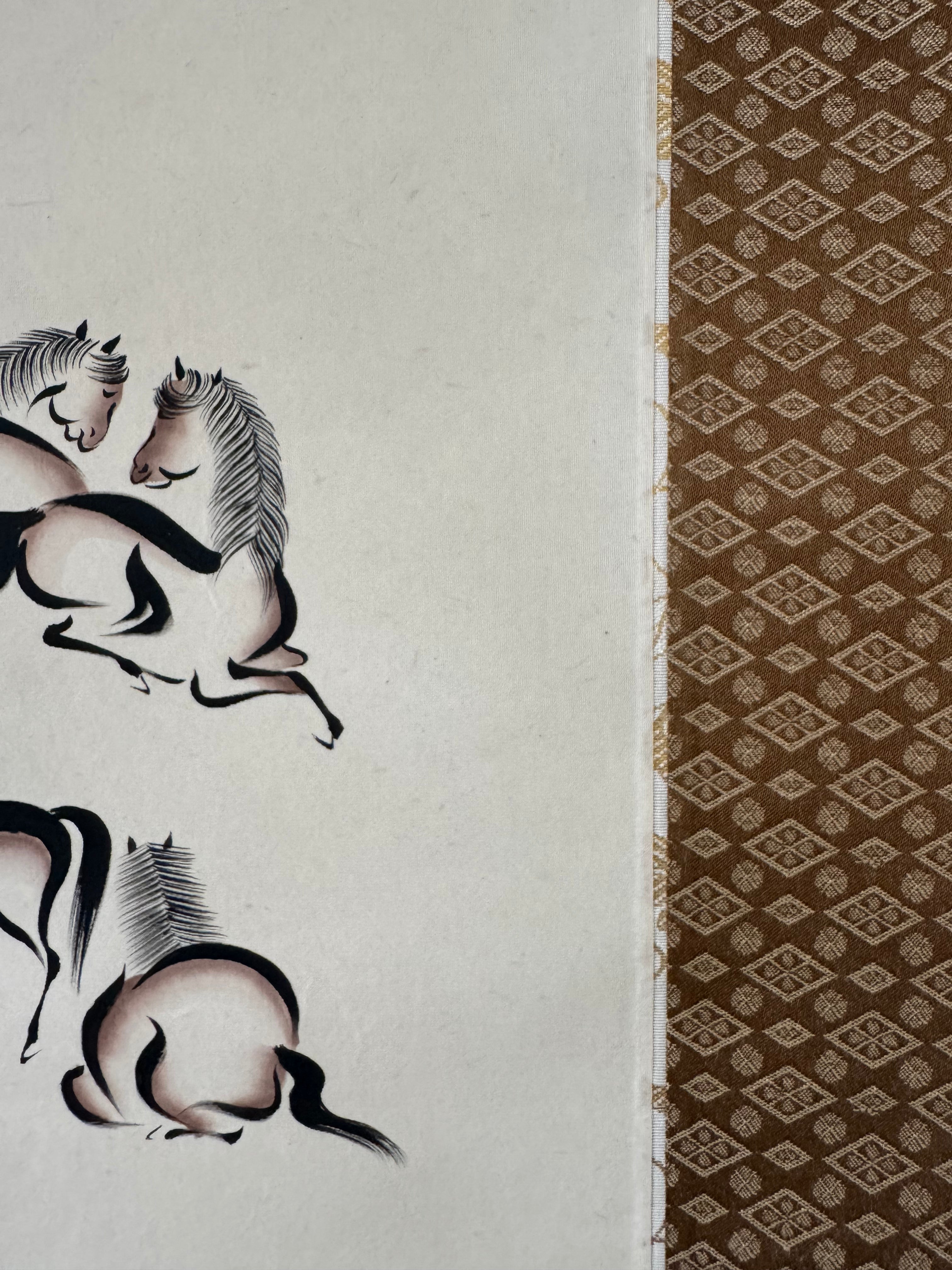 Japanese Horse Kanji Kakemono Print – Symbolic Ink Art Hanging Scroll