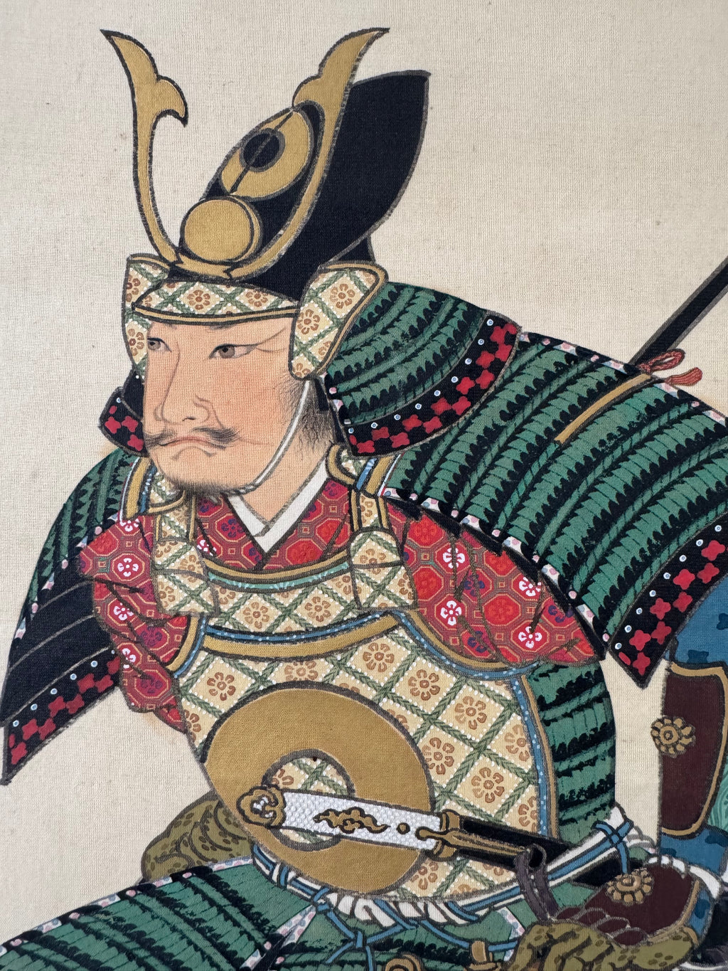 Japanese Samurai Kakemono Painting – Hand-Painted Warrior Hanging Scroll Art