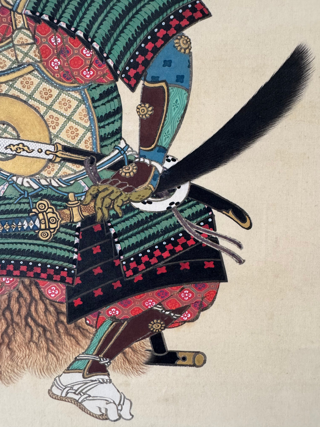 Japanese Samurai Kakemono Painting – Hand-Painted Warrior Hanging Scroll Art