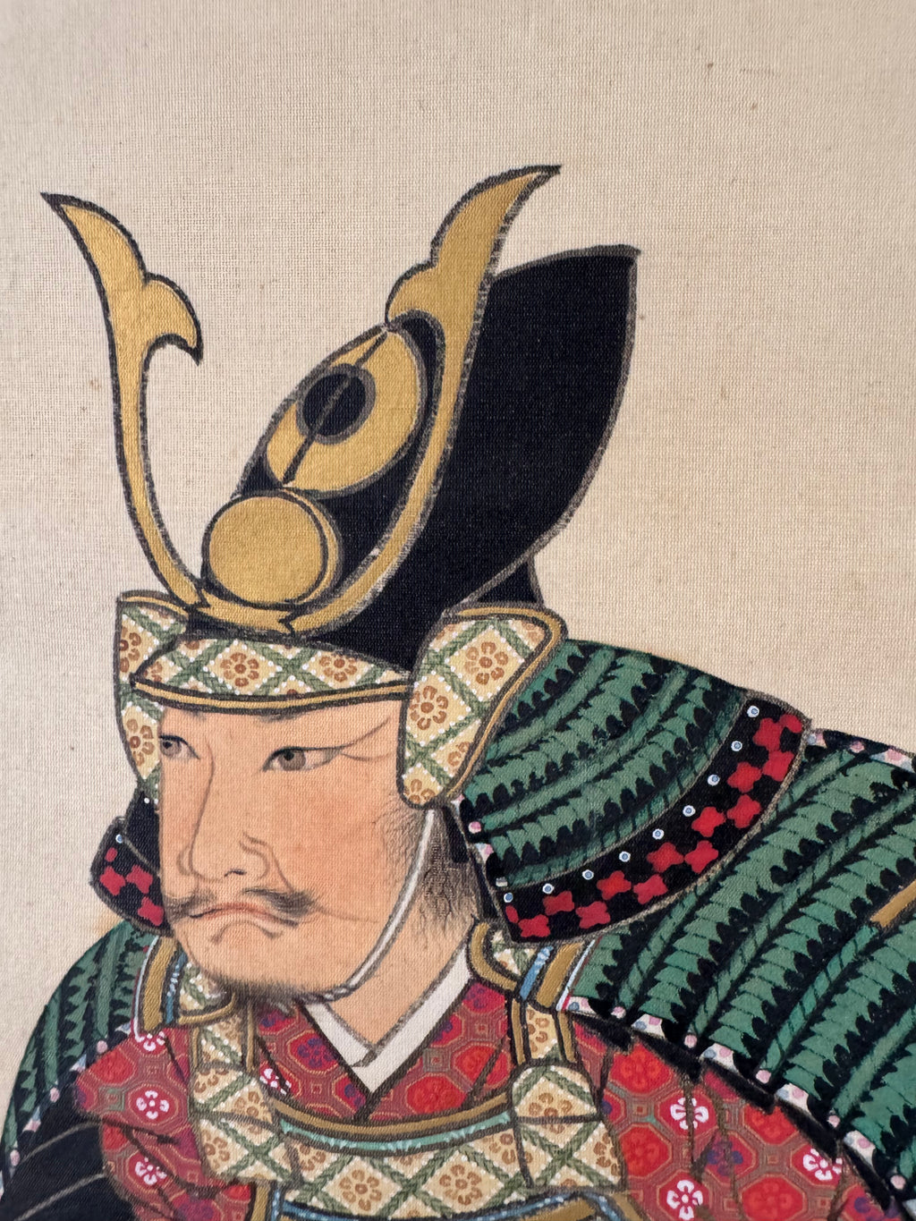 Japanese Samurai Kakemono Painting – Hand-Painted Warrior Hanging Scroll Art