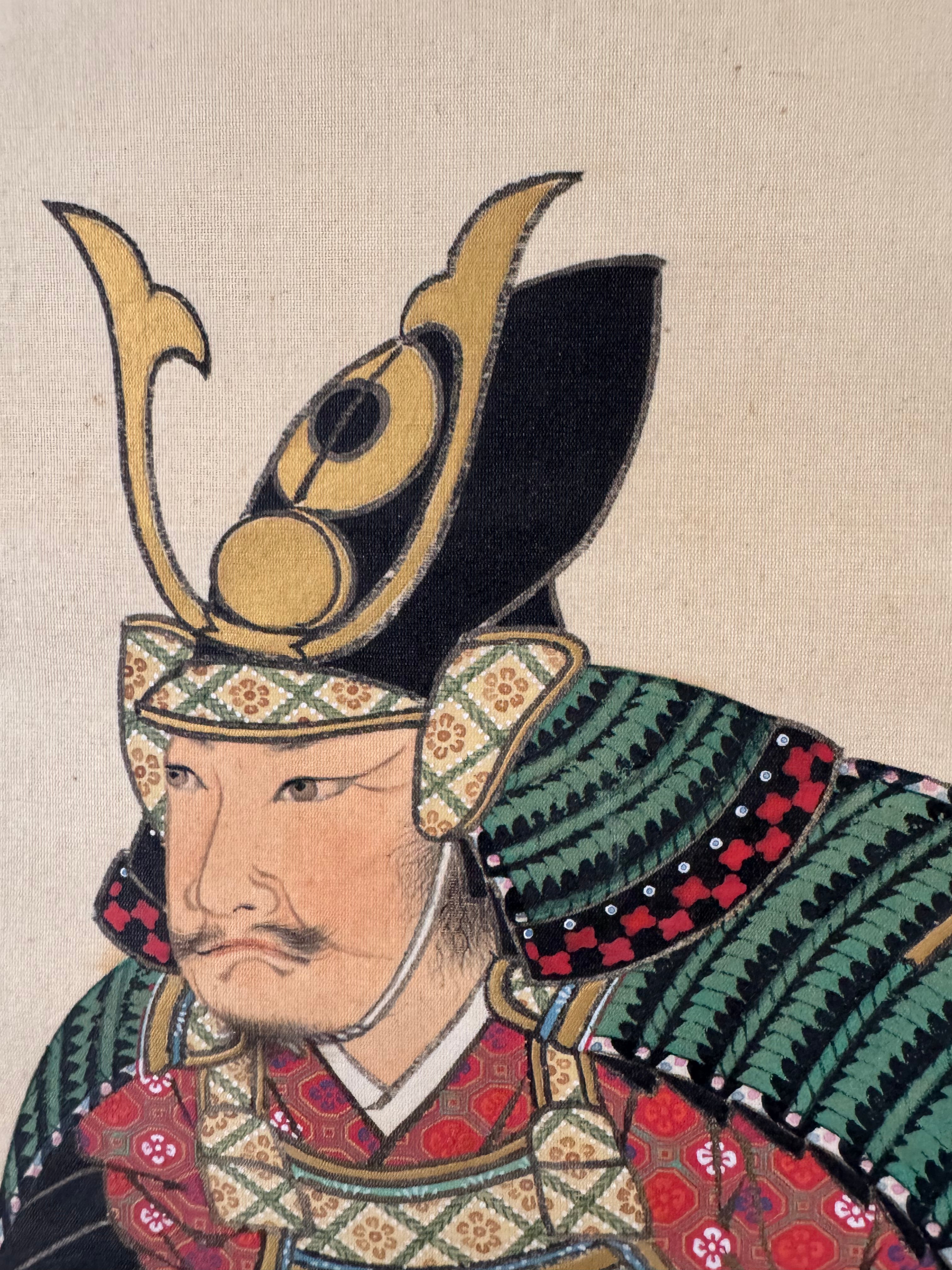 Japanese Samurai Kakemono Painting – Hand-Painted Warrior Hanging Scroll Art