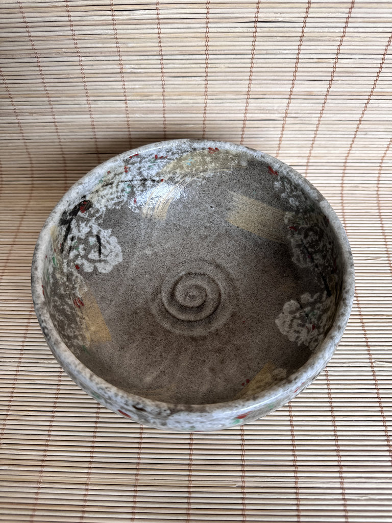Vintage Japanese Matcha Chawan, Handcrafted Stoneware Tea Bowl with Spring Blossom Glaze, Wabi Sabi Tea Ceremony Bowl