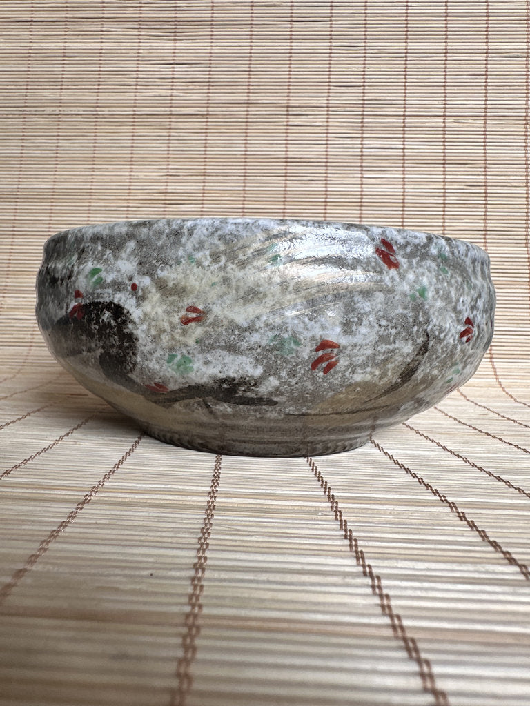Vintage Japanese Matcha Chawan, Handcrafted Stoneware Tea Bowl with Spring Blossom Glaze, Wabi Sabi Tea Ceremony Bowl