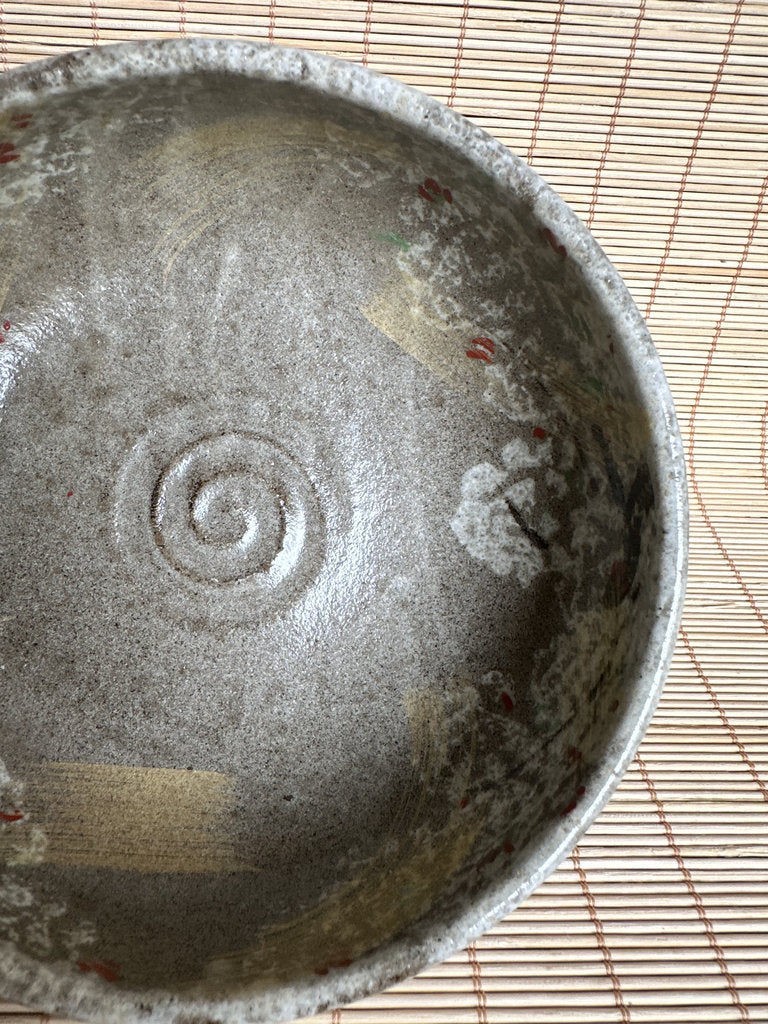 Vintage Japanese Matcha Chawan, Handcrafted Stoneware Tea Bowl with Spring Blossom Glaze, Wabi Sabi Tea Ceremony Bowl