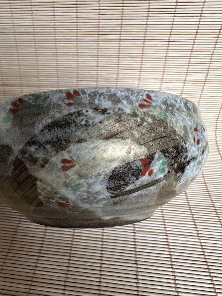 Vintage Japanese Matcha Chawan, Handcrafted Stoneware Tea Bowl with Spring Blossom Glaze, Wabi Sabi Tea Ceremony Bowl