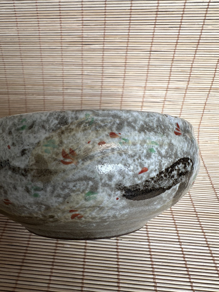 Vintage Japanese Matcha Chawan, Handcrafted Stoneware Tea Bowl with Spring Blossom Glaze, Wabi Sabi Tea Ceremony Bowl