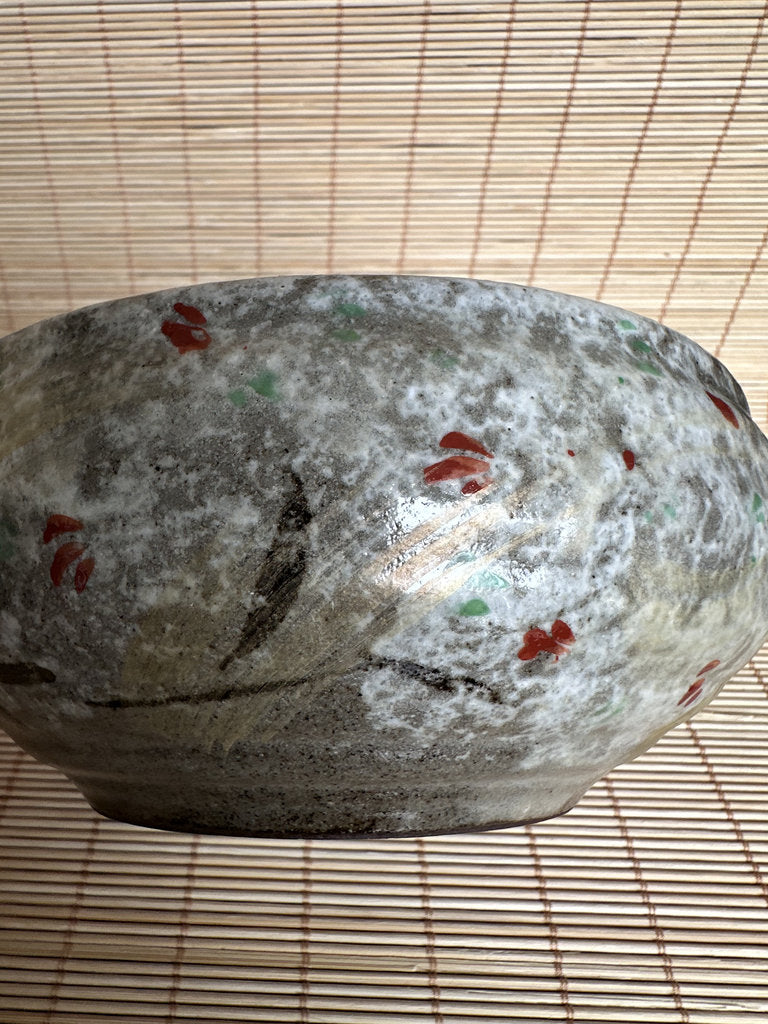 Vintage Japanese Matcha Chawan, Handcrafted Stoneware Tea Bowl with Spring Blossom Glaze, Wabi Sabi Tea Ceremony Bowl