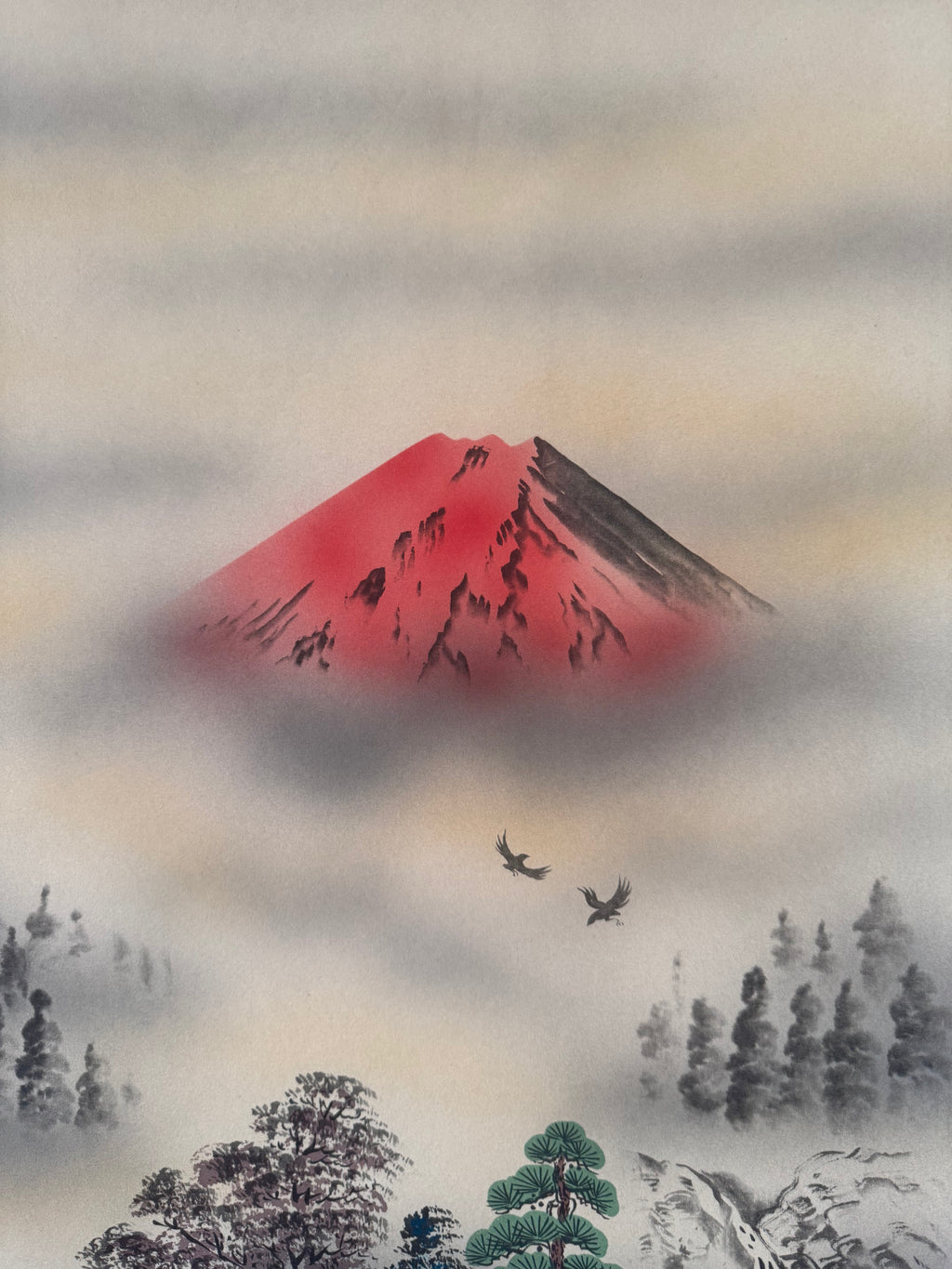 Japanese Lucky Gods & Mythical Creatures Kakemono Print – Scenic Landscape Hanging Scroll Art