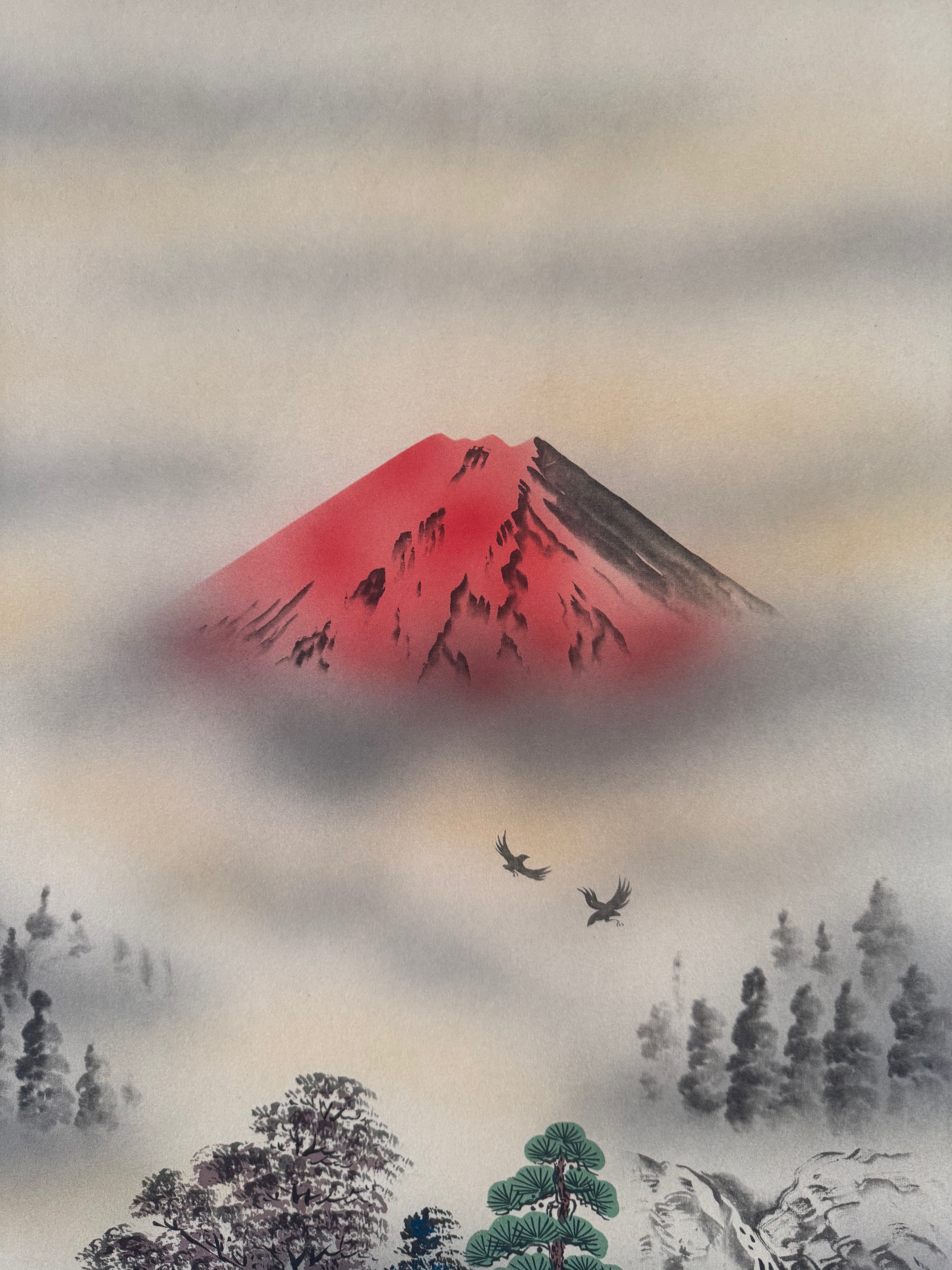 Japanese Lucky Gods & Mythical Creatures Kakemono Print – Scenic Landscape Hanging Scroll Art