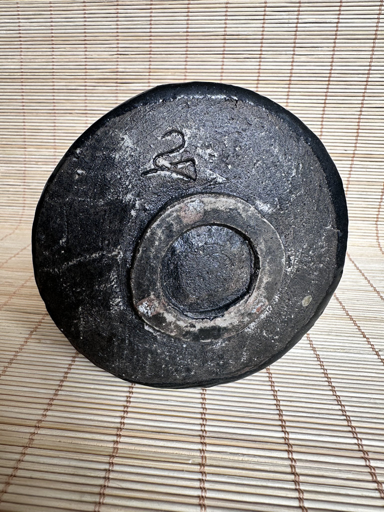 Vintage Japanese Black Glaze Yunomi Teacup, Hand Thrown Stoneware Cup, Kuro Yu Pottery