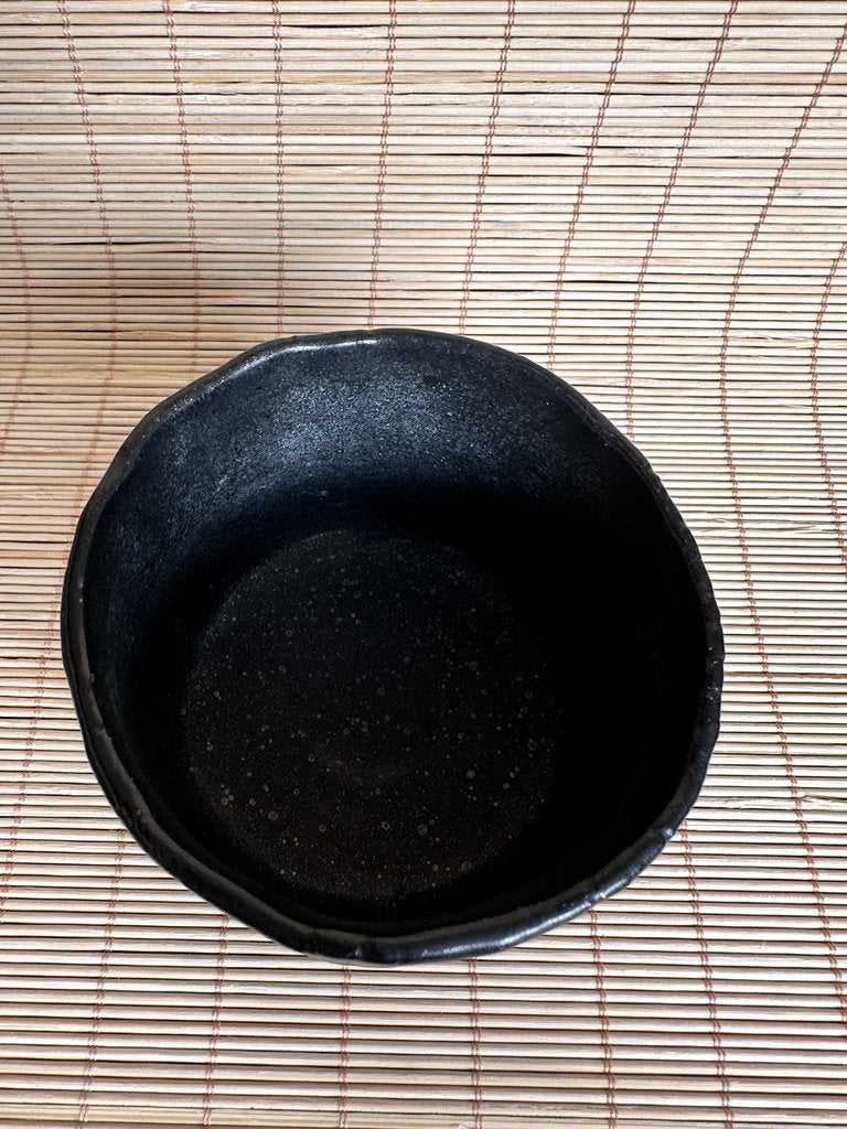 Vintage Japanese Black Glaze Yunomi Teacup, Hand Thrown Stoneware Cup, Kuro Yu Pottery