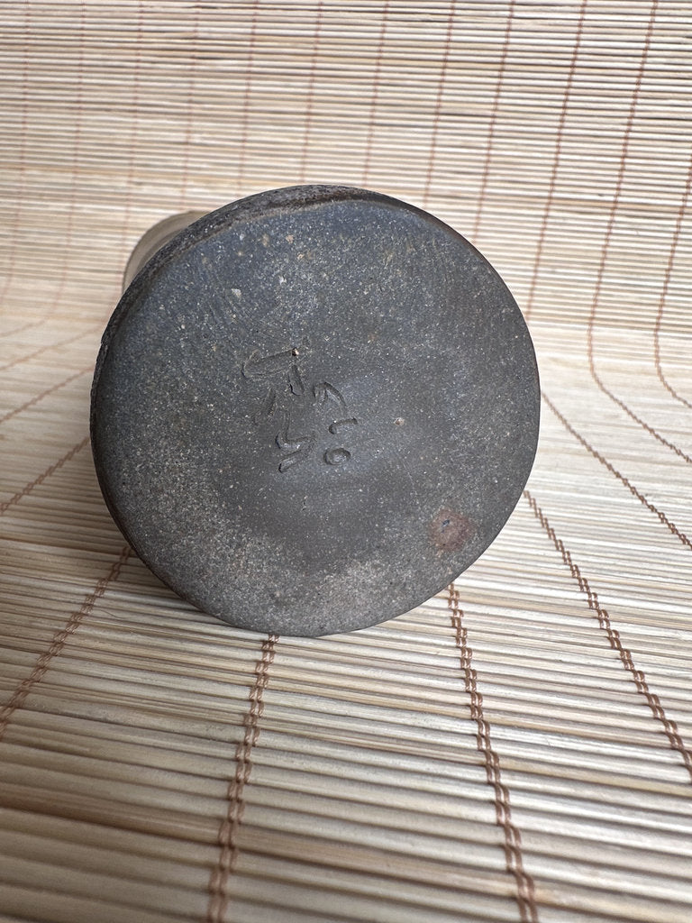 Vintage Japanese Bizen Ikebana Vase, Unglazed Stoneware, Goma Ash Glaze Effect