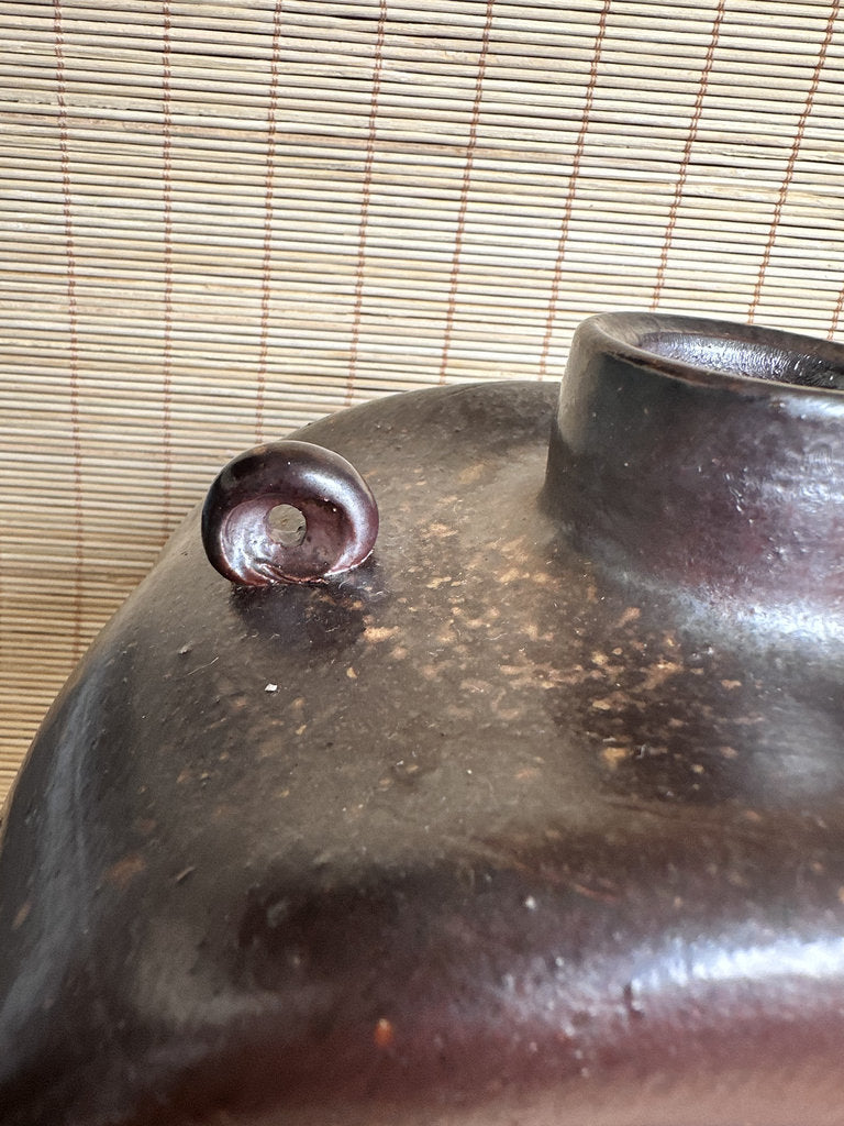 Vintage Japanese Bizen Ware Flask Vase, Inomata Masaaki, Signed Stoneware