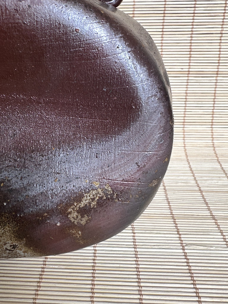 Vintage Japanese Bizen Ware Flask Vase, Inomata Masaaki, Signed Stoneware