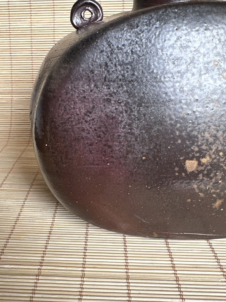 Vintage Japanese Bizen Ware Flask Vase, Inomata Masaaki, Signed Stoneware