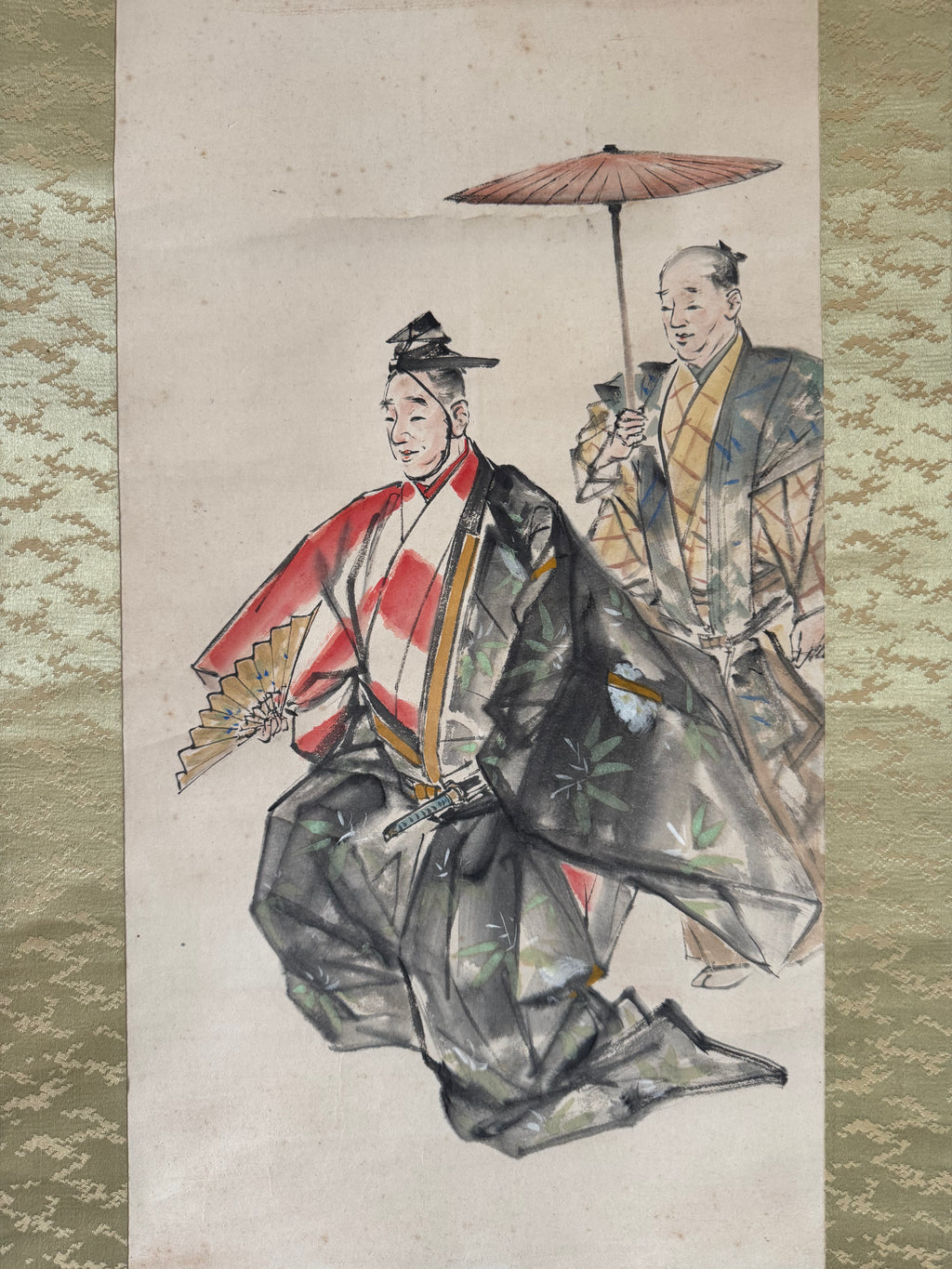 Japanese Samurai Figure Kakemono – Hand-Painted Edo Period Style Hanging Scroll