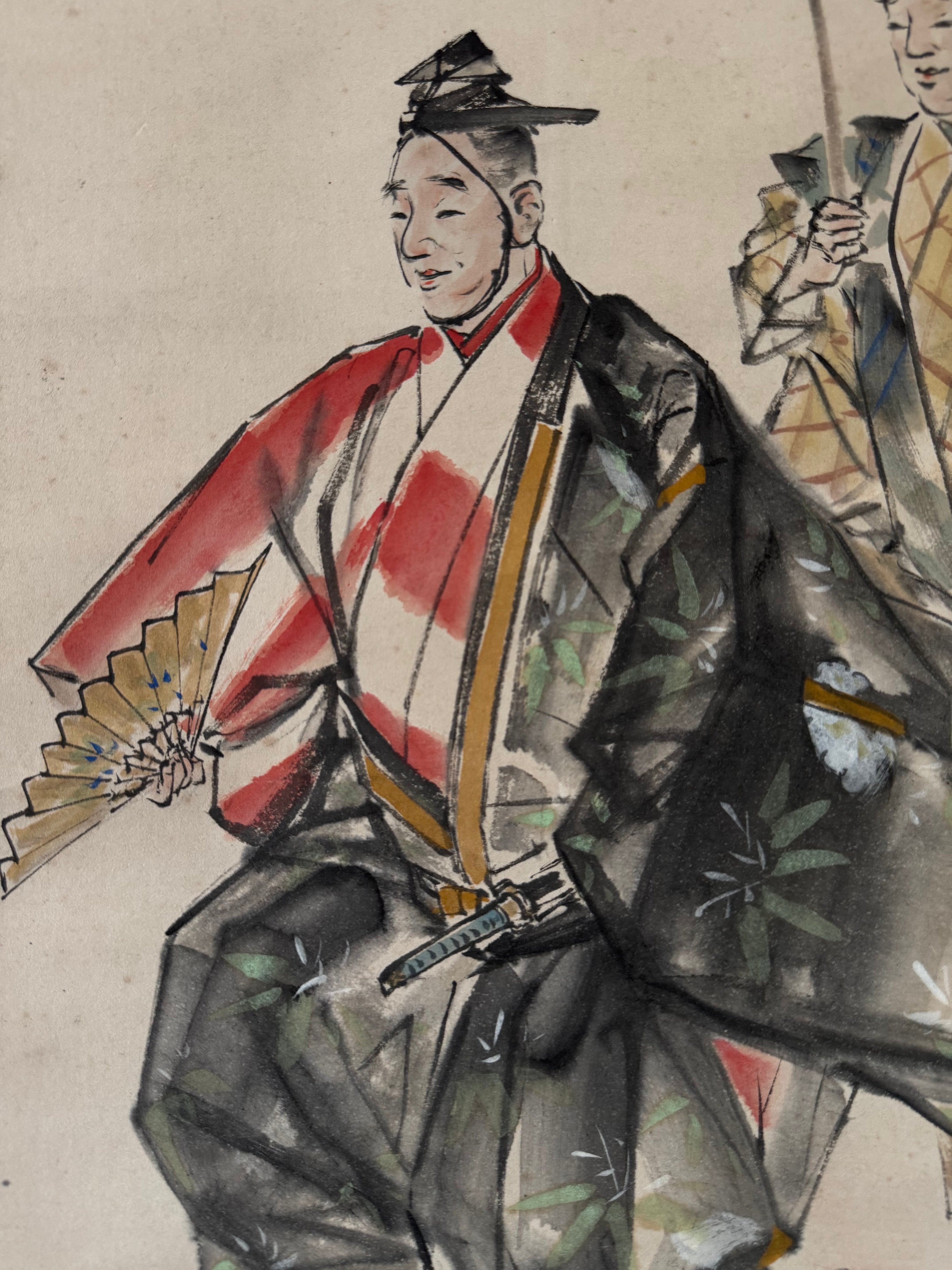Japanese Samurai Figure Kakemono – Hand-Painted Edo Period Style Hanging Scroll
