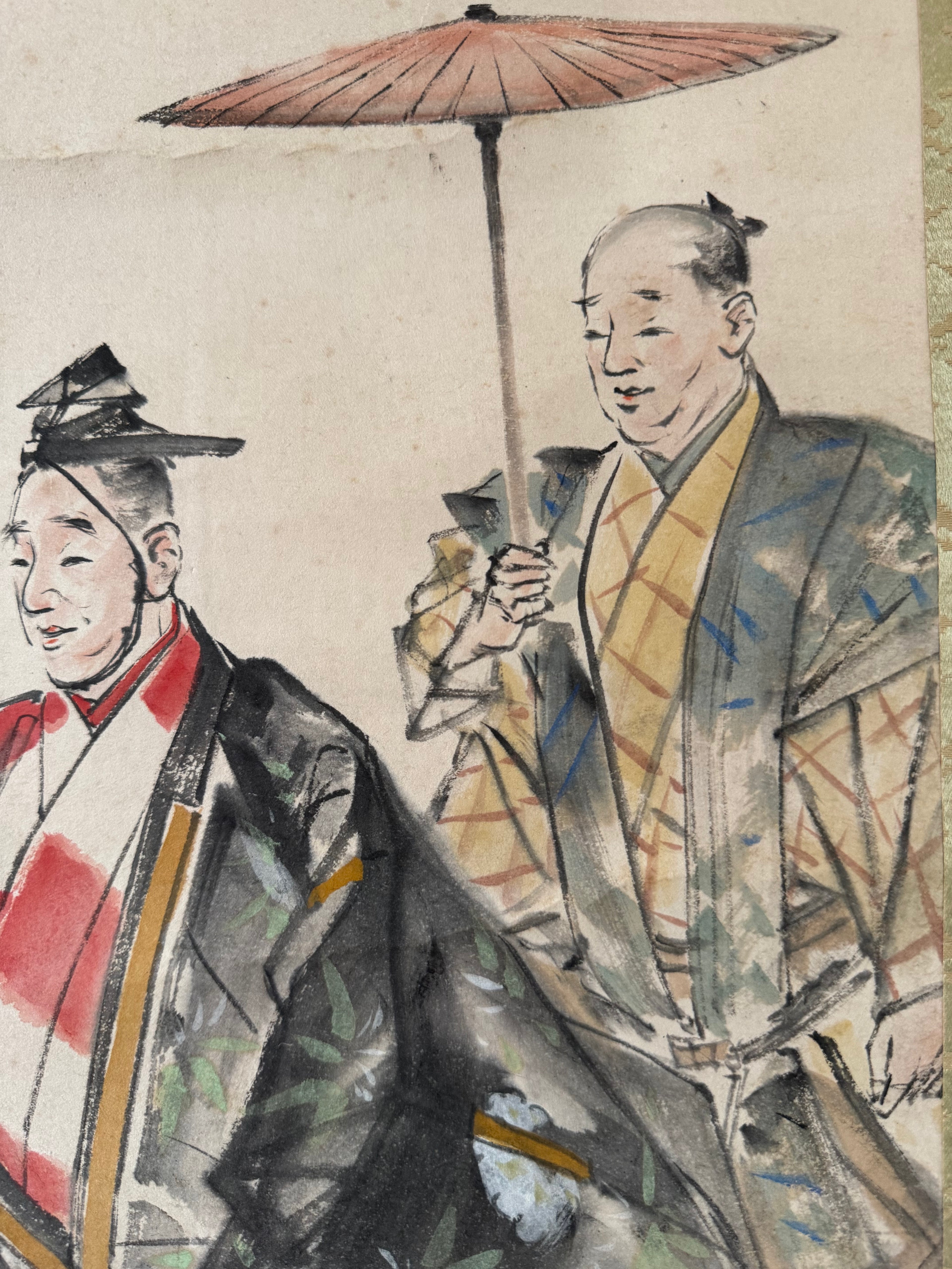Japanese Samurai Figure Kakemono – Hand-Painted Edo Period Style Hanging Scroll