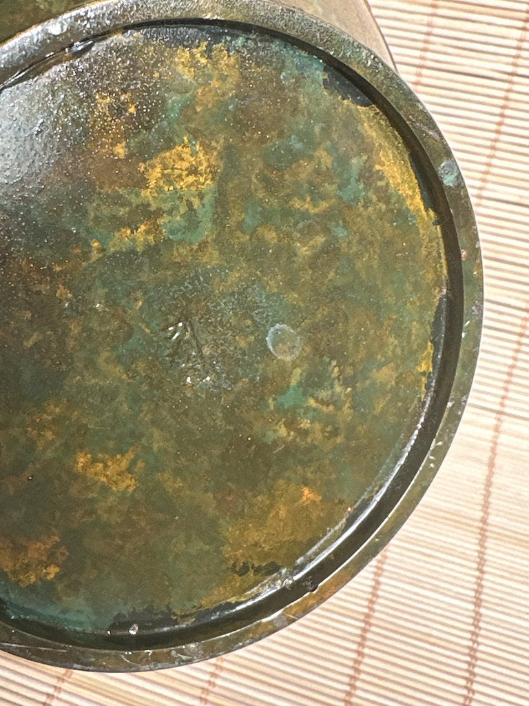 Vintage Japanese Bronze Vase, Taotie Motif, Takaoka Style Archaistic Urn