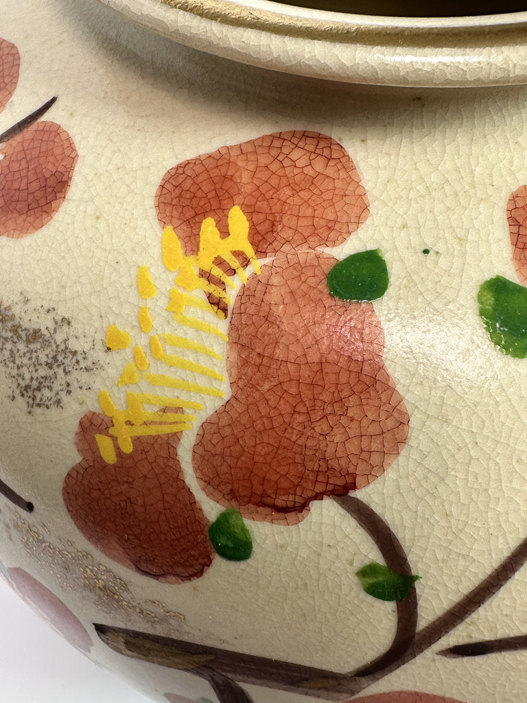 Vintage Japanese Kiyomizu-yaki Vase, Hand Painted Plum Blossom, Kyoto Ceramic