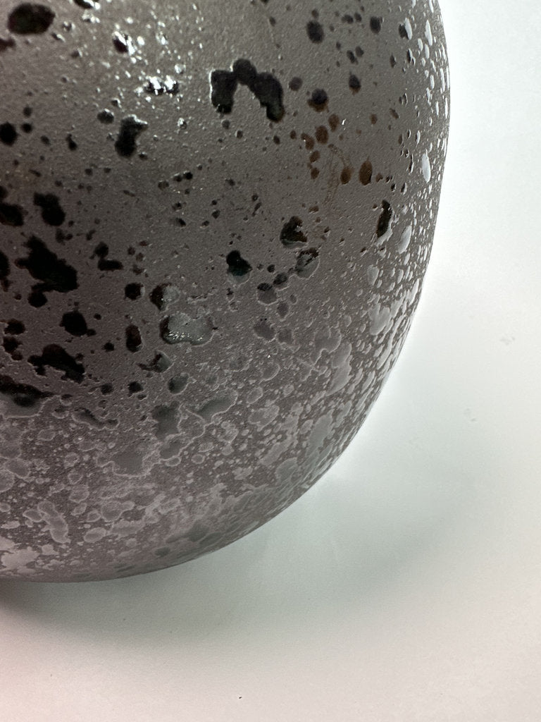 Vintage Japanese Ceramic Vase, Plum Blossom Gold Accent, Speckled Glaze Art