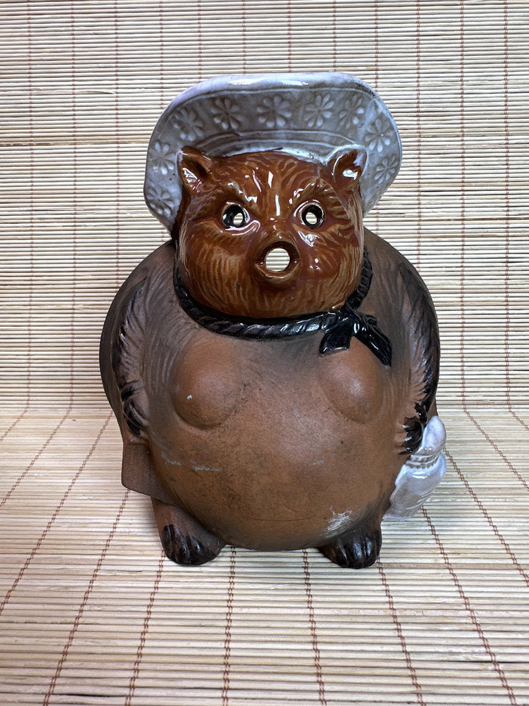 Vintage Shigaraki Tanuki Pair, Japanese Lucky Raccoon Dog Statues, Fortune Shop Decor, Folk Pottery, Showa Era