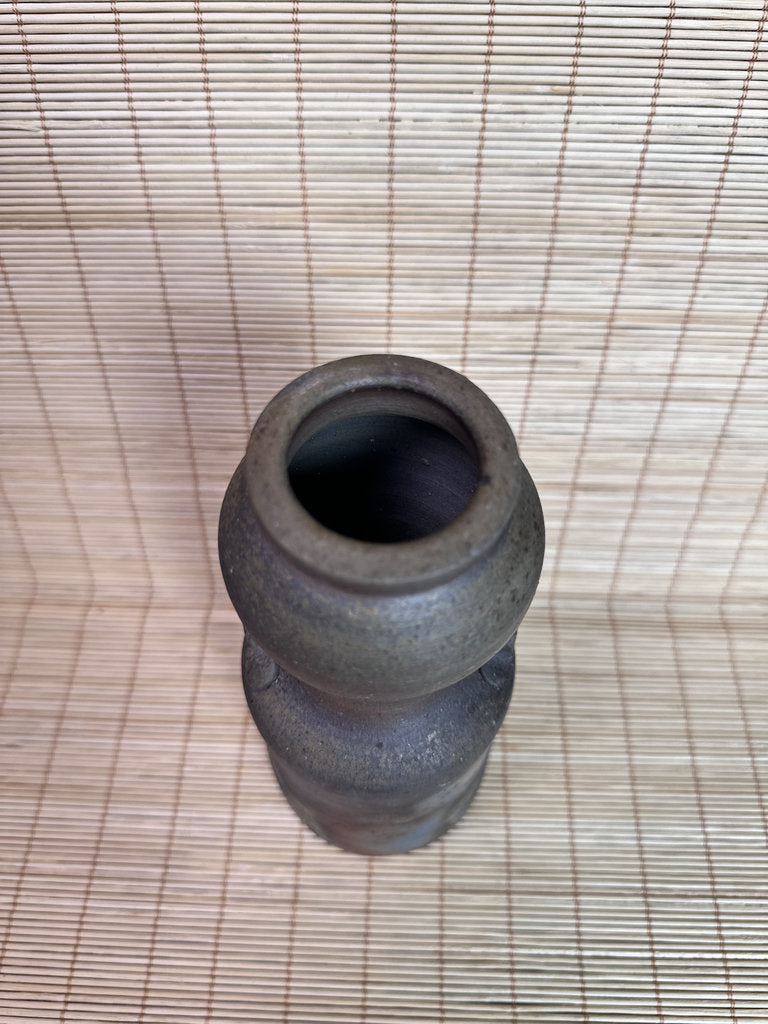 Vintage Bizen Ware Hanaire Vase, Sangiri Fired Stoneware, Signed Kaneshige Ritouen Kiln
