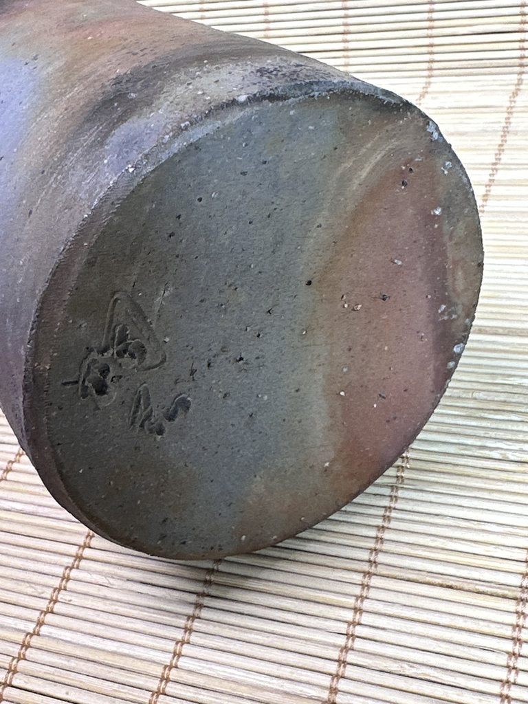 Vintage Bizen Ware Hanaire Vase, Sangiri Fired Stoneware, Signed Kaneshige Ritouen Kiln