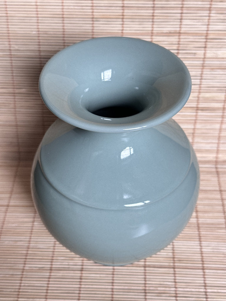 Vintage Japanese Celadon Vase, Seiji Glaze, Minimalist Kinuta Style