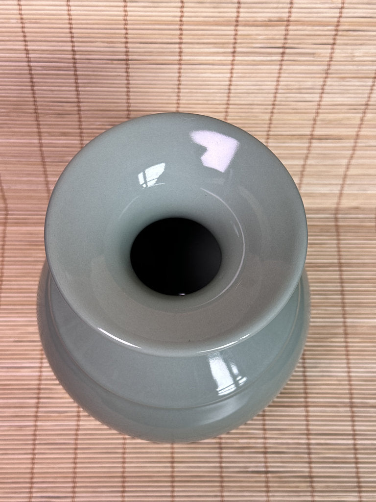 Vintage Japanese Celadon Vase, Seiji Glaze, Minimalist Kinuta Style