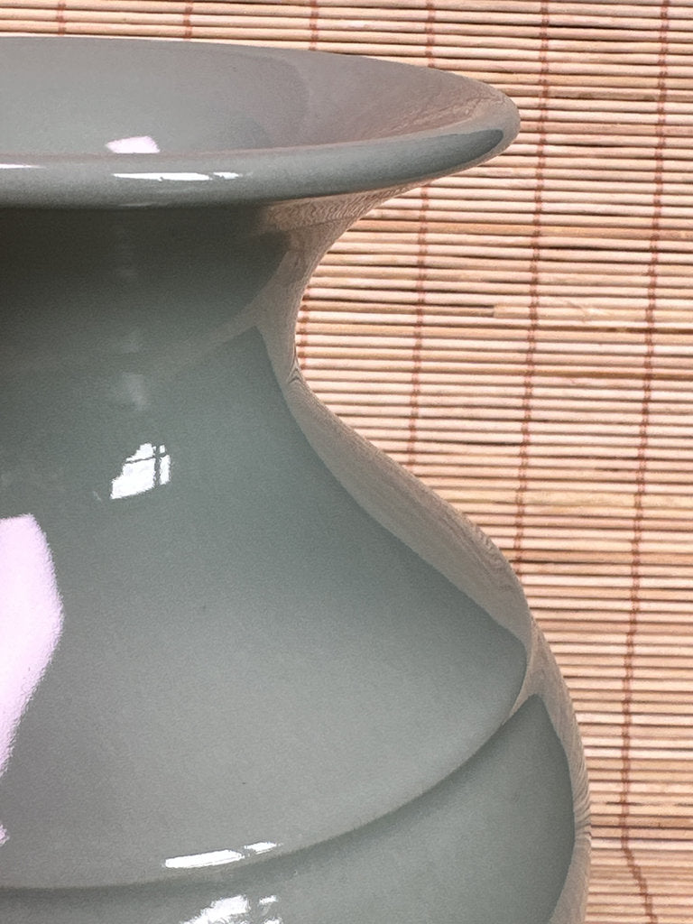 Vintage Japanese Celadon Vase, Seiji Glaze, Minimalist Kinuta Style