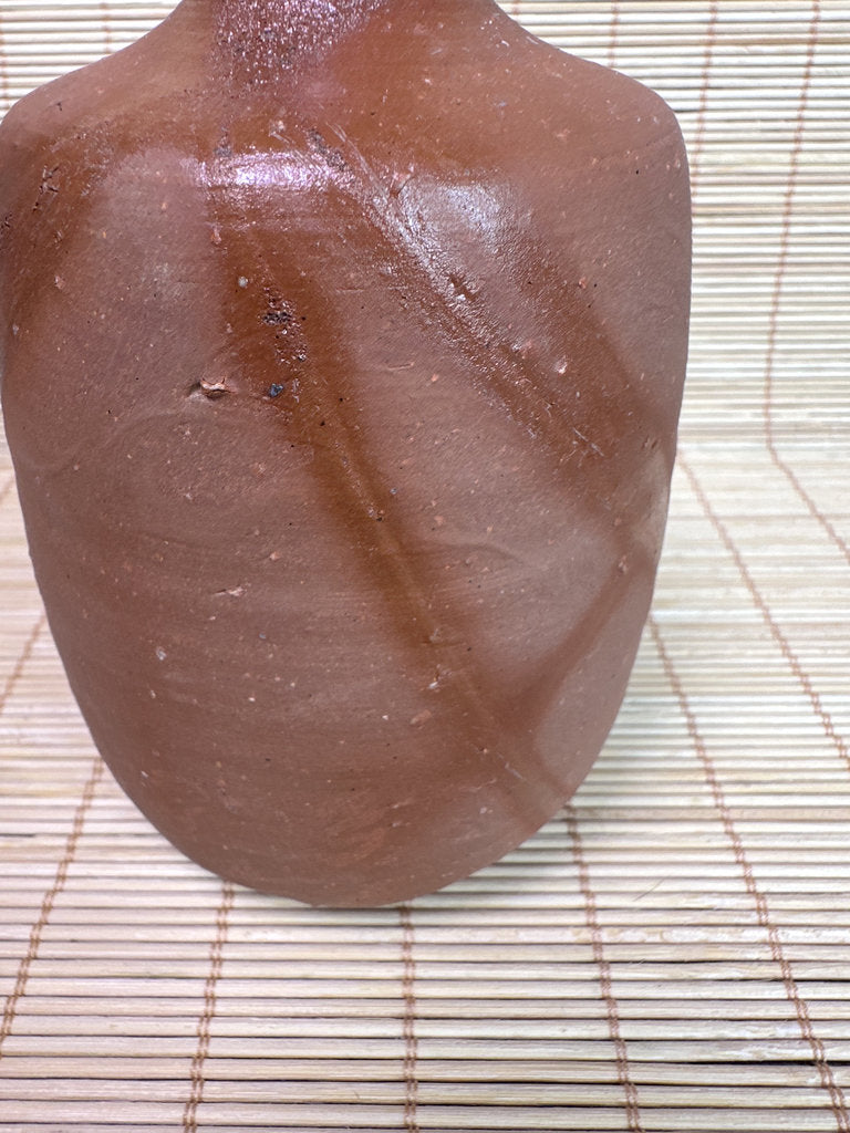 Vintage Japanese Bizen Sake Bottle Vase, Hidasuki Fire Mark, Unglazed Stoneware