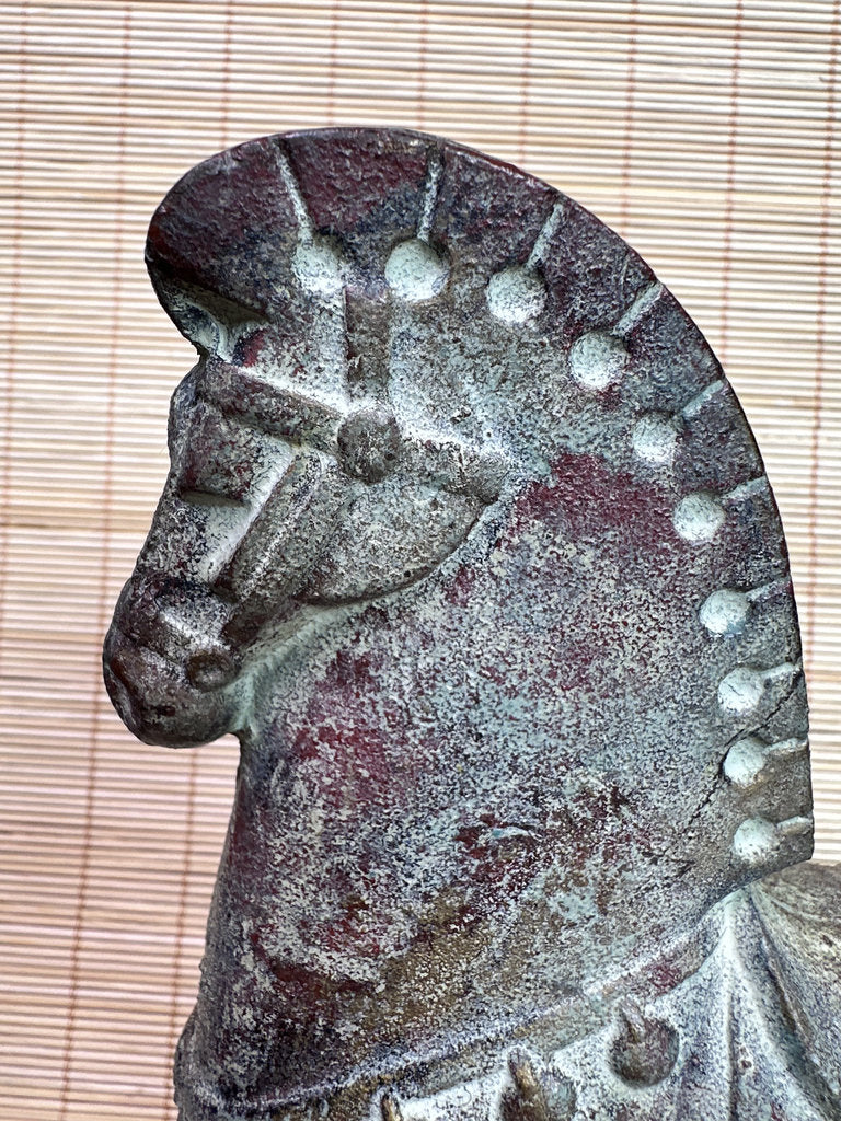 Vintage Japanese Bronze Haniwa Horse Statue, Kofun Era Style, Ancient Motif