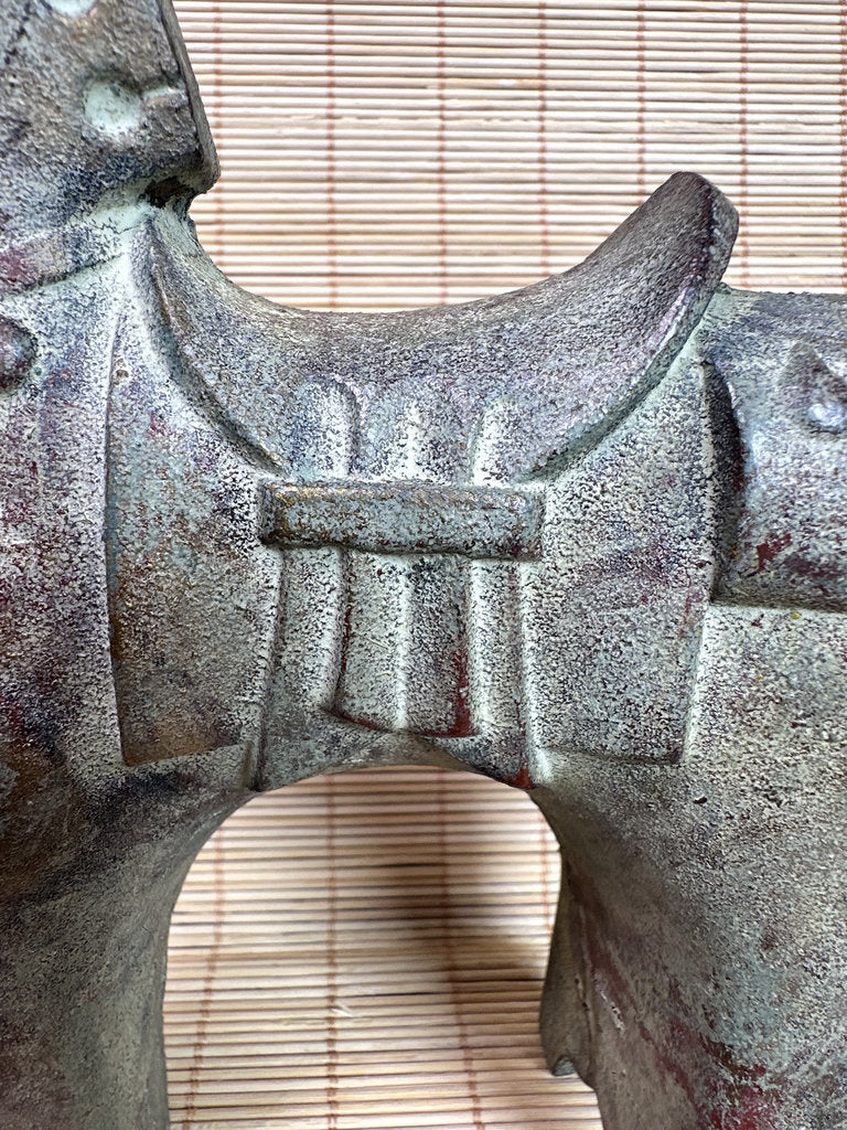 Vintage Japanese Bronze Haniwa Horse Statue, Kofun Era Style, Ancient Motif
