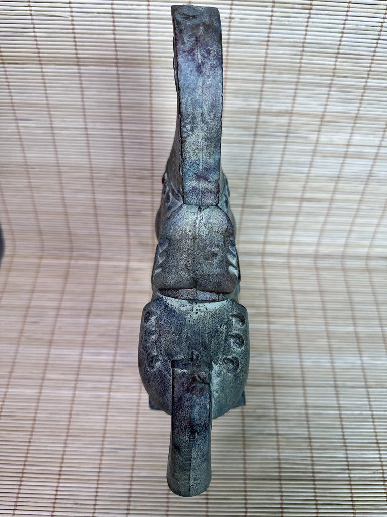 Vintage Japanese Bronze Haniwa Horse Statue, Kofun Era Style, Ancient Motif