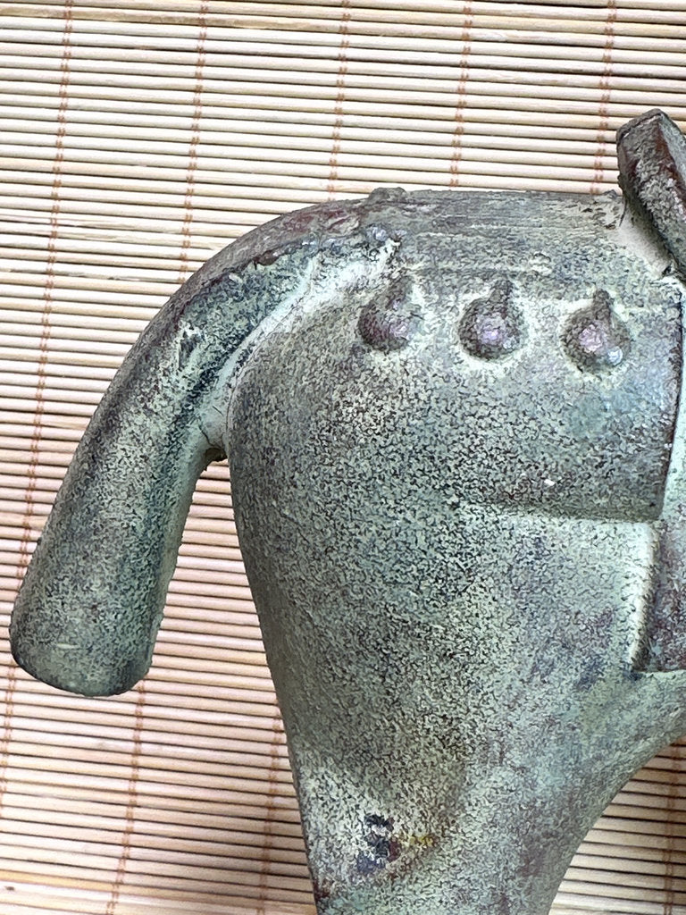 Vintage Japanese Bronze Haniwa Horse Statue, Kofun Era Style, Ancient Motif