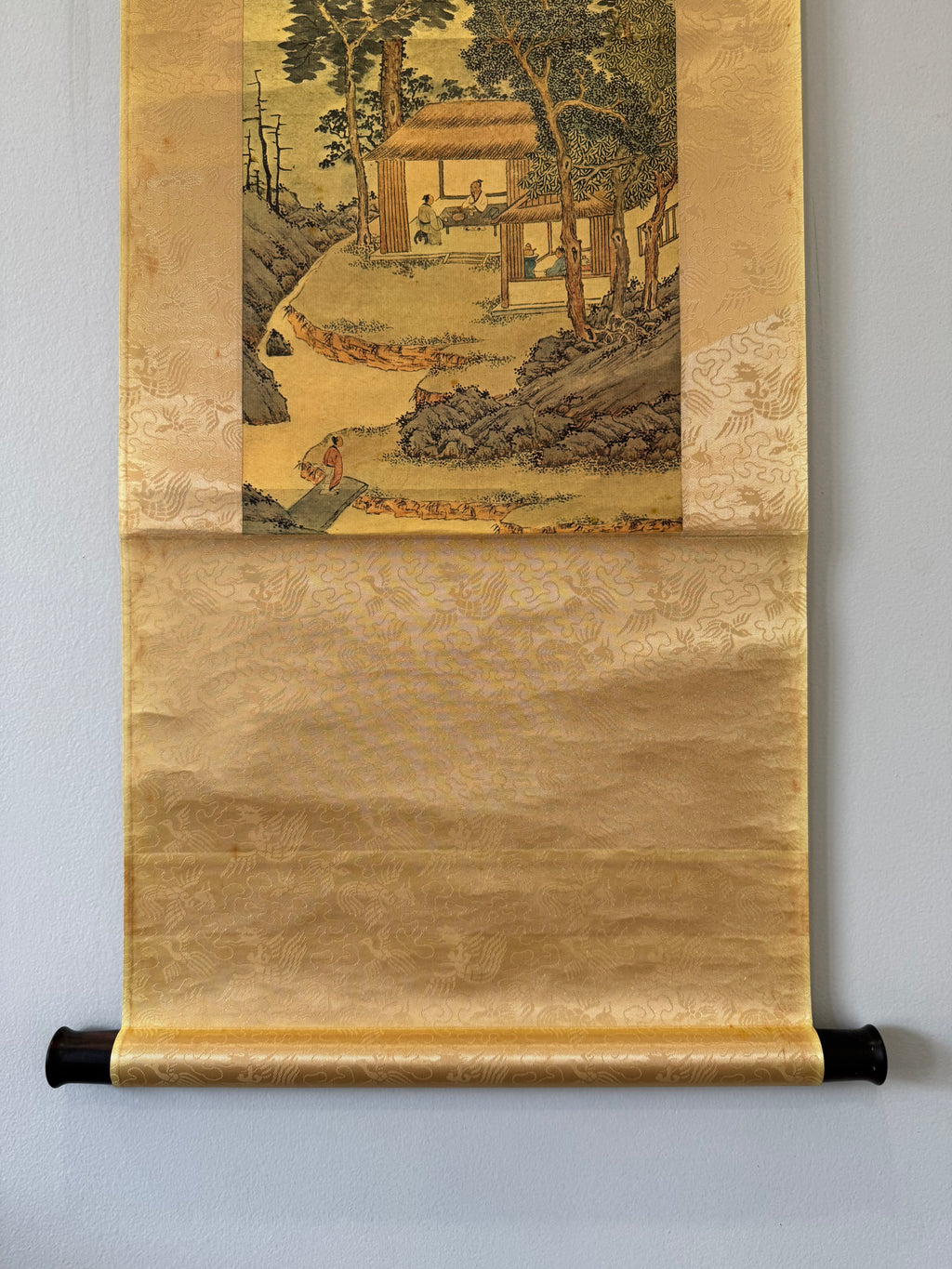 Japanese Landscape Kakemono with Calligraphy – Edo Literati Style Mountain Village Scroll