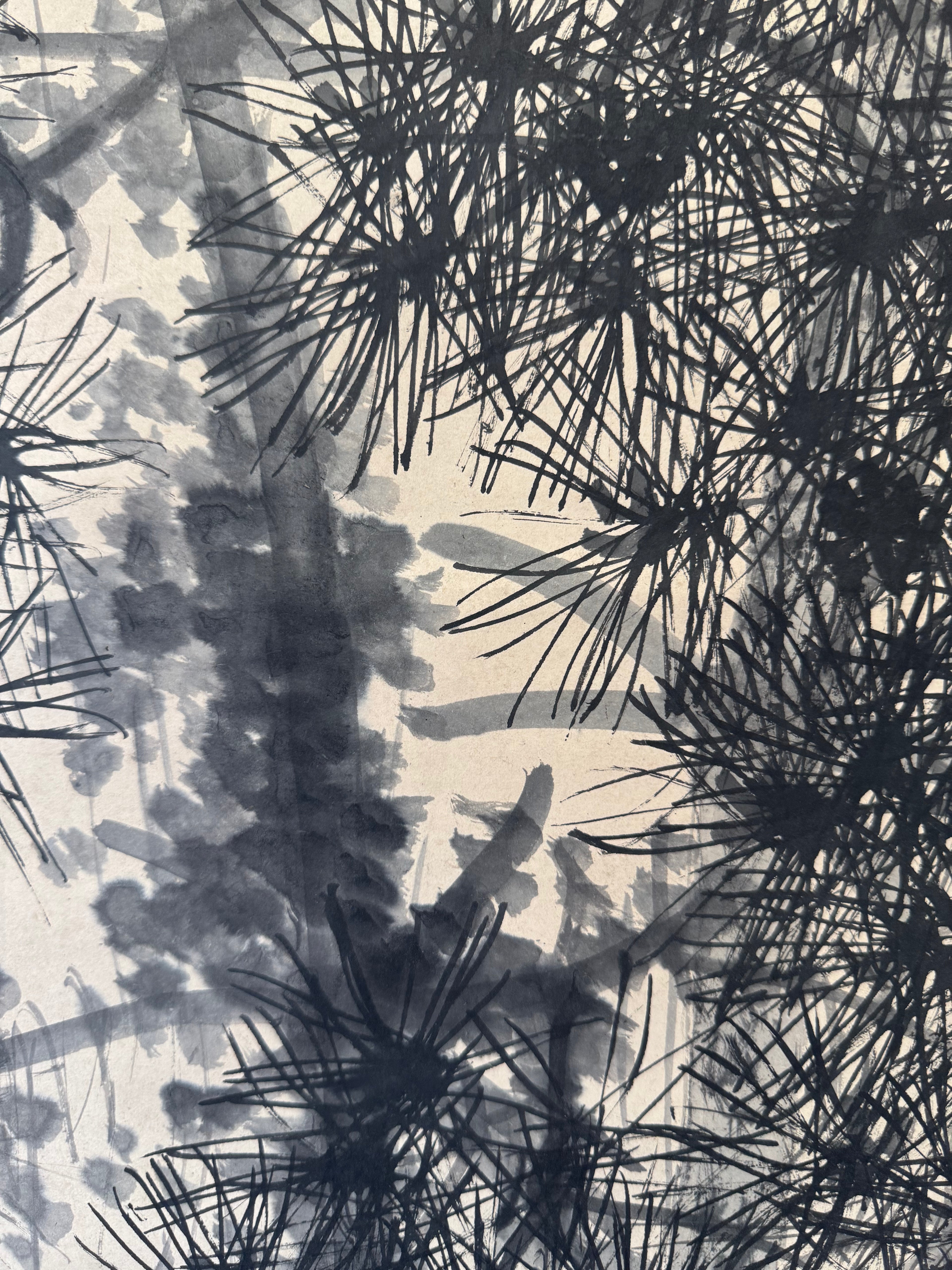 Japanese Sumi Ink Tree Kakemono – Hand-Painted Zen Ink Painting