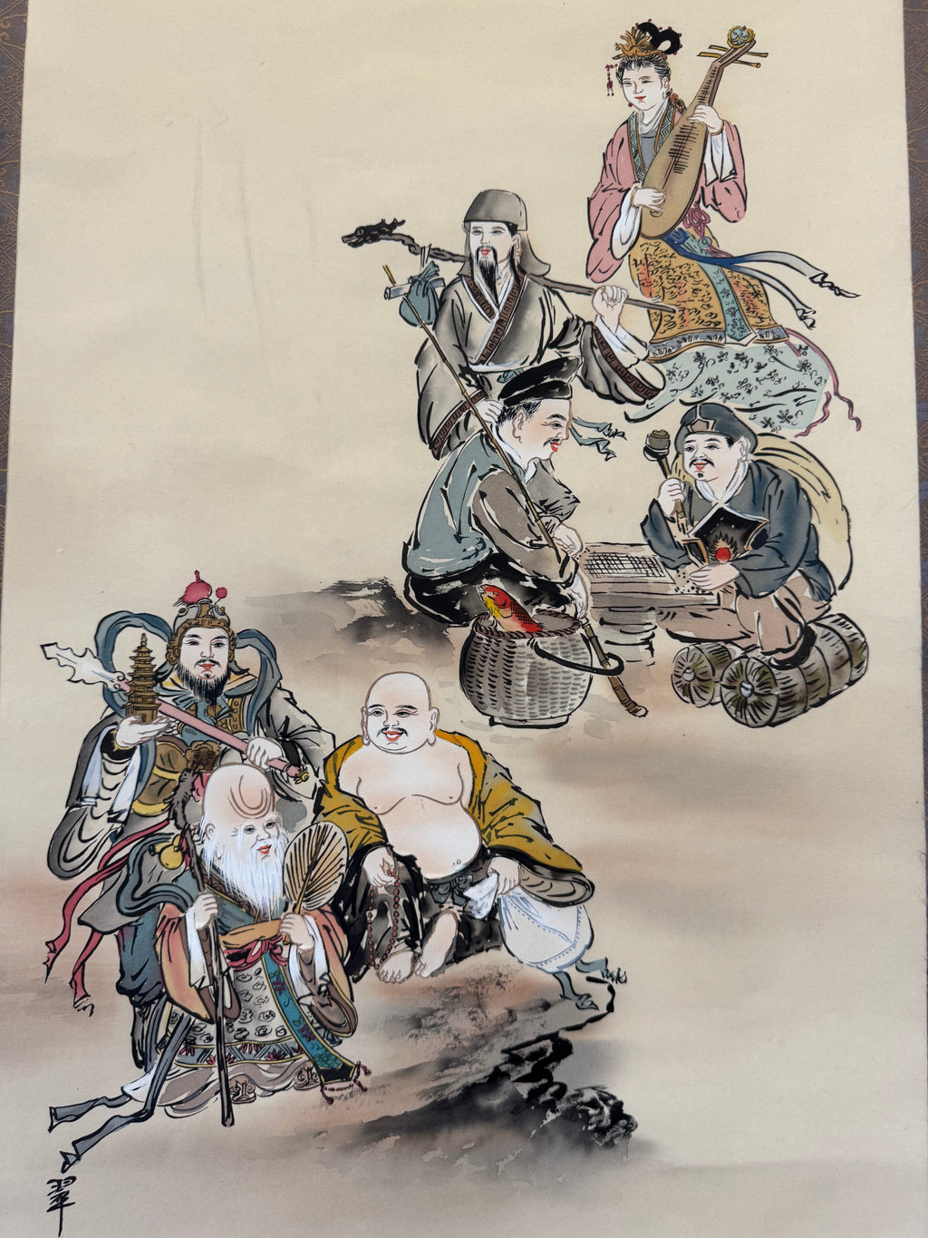 Japanese Seven Lucky Gods Kakemono Scroll Print – Shichifukujin – Symbol of Fortune & Prosperity