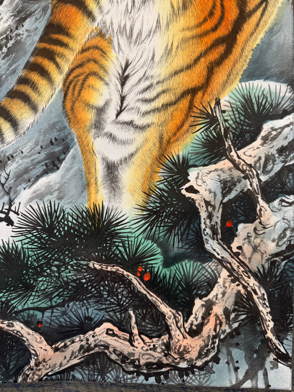Japanese Tiger Kakemono Scroll - “Mighty Tiger Shaking the Heavens”