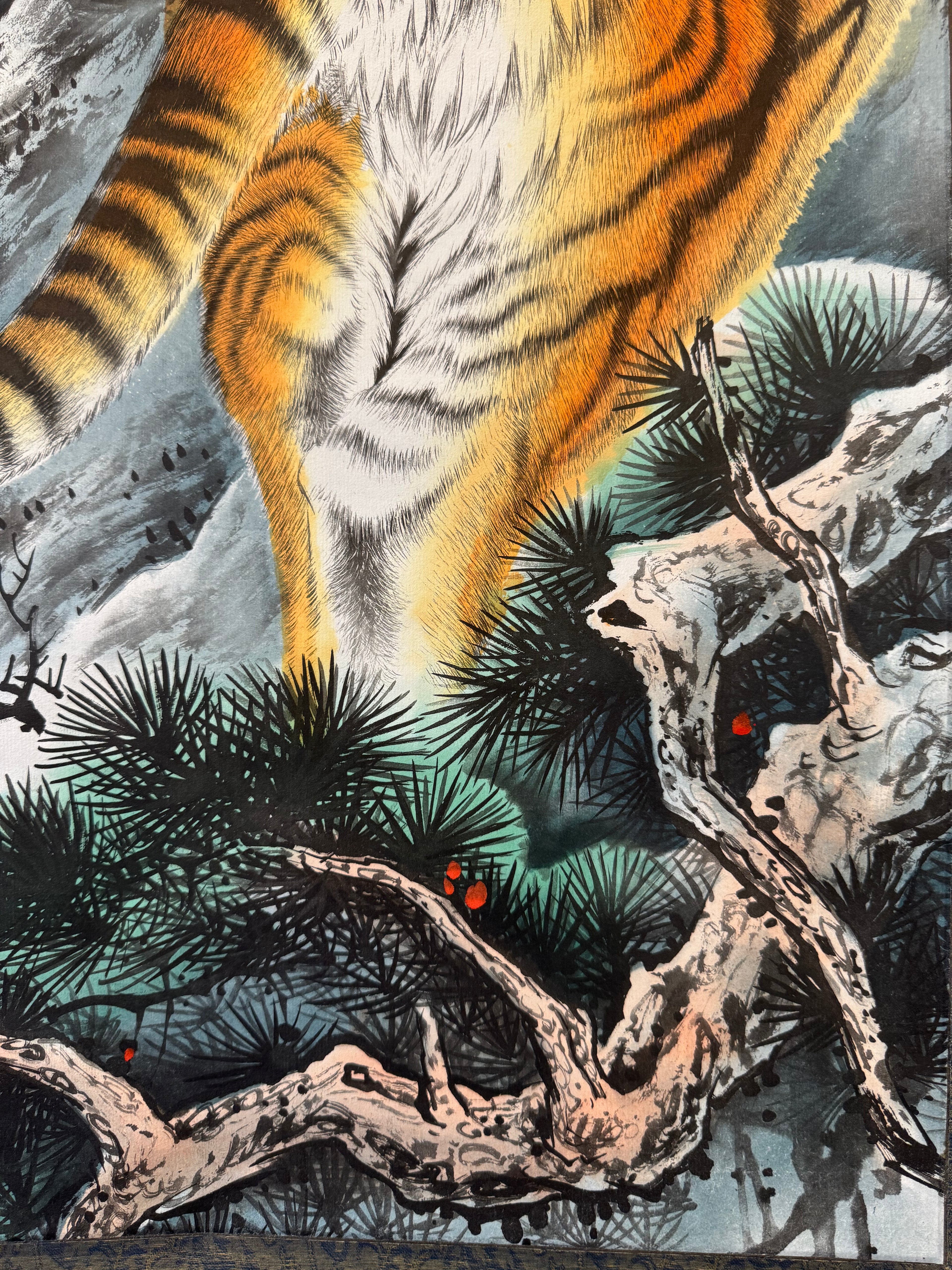 Japanese Tiger Kakemono Scroll - “Mighty Tiger Shaking the Heavens”