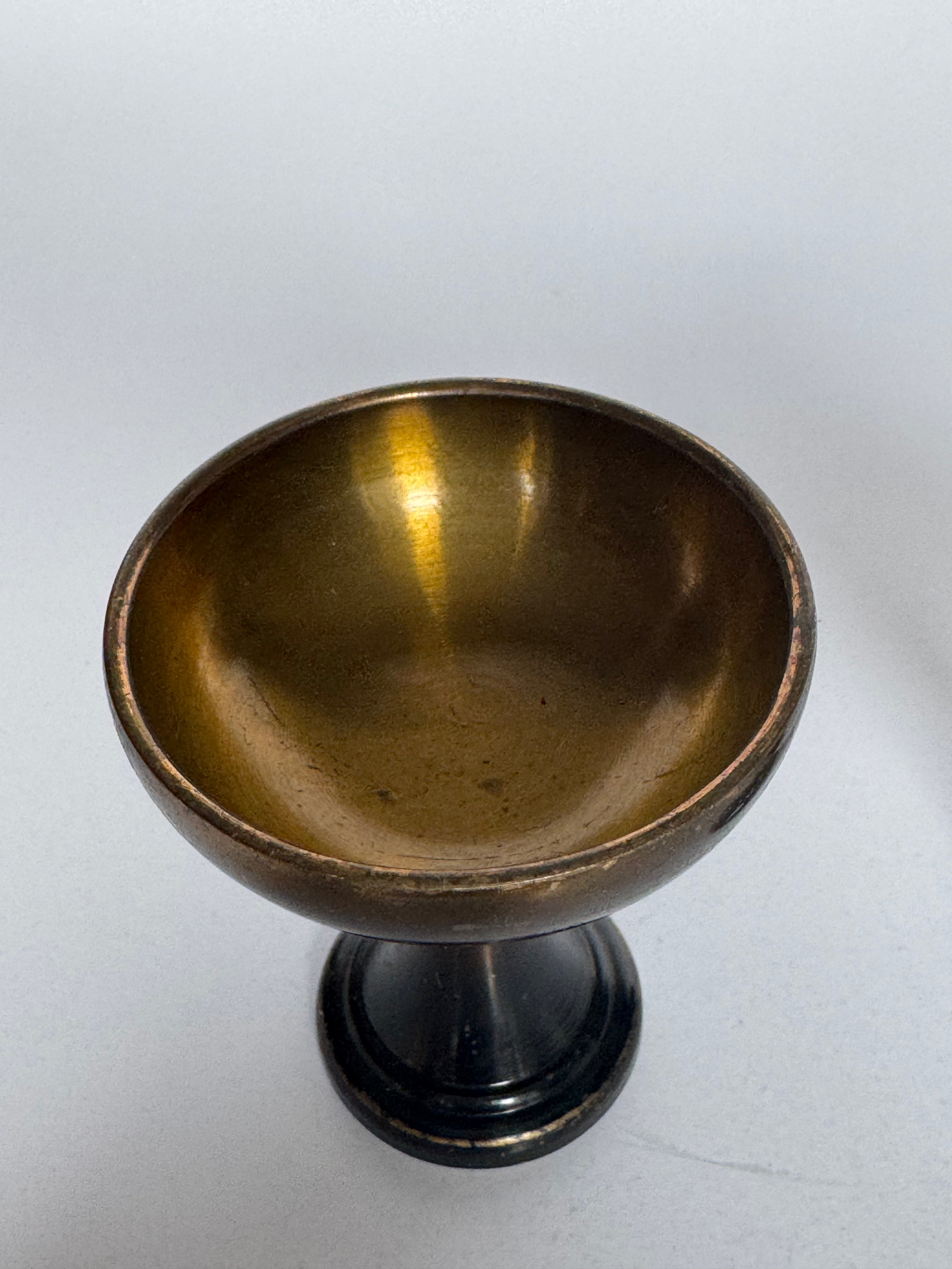 Japanese Bronze Buddhist Offering Bowls – Vintage Dark-Patina Ritual Pair for Altar