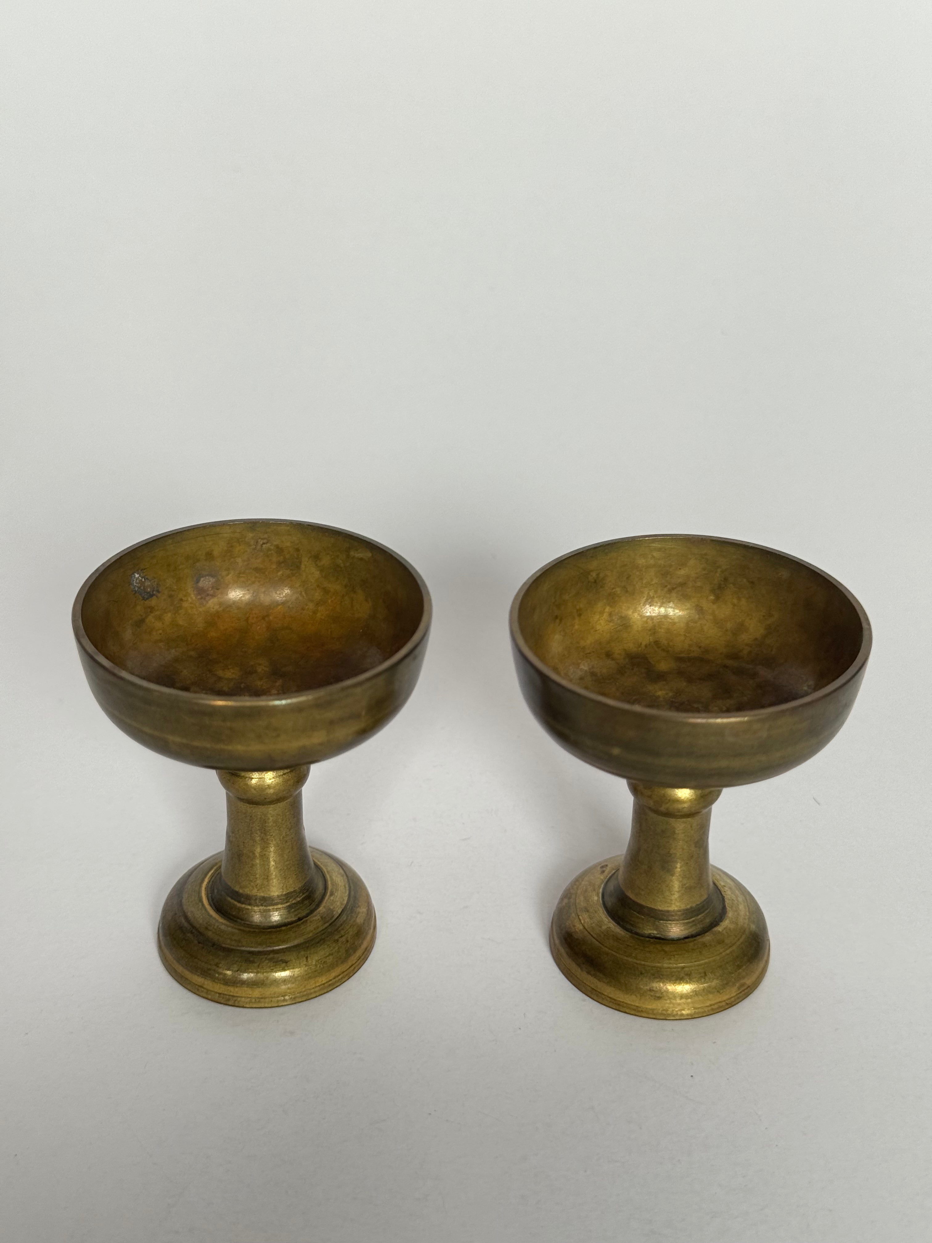 Japanese Bronze Buddhist Offering Bowls – Vintage Ritual Pair for Altar & Zen Practice