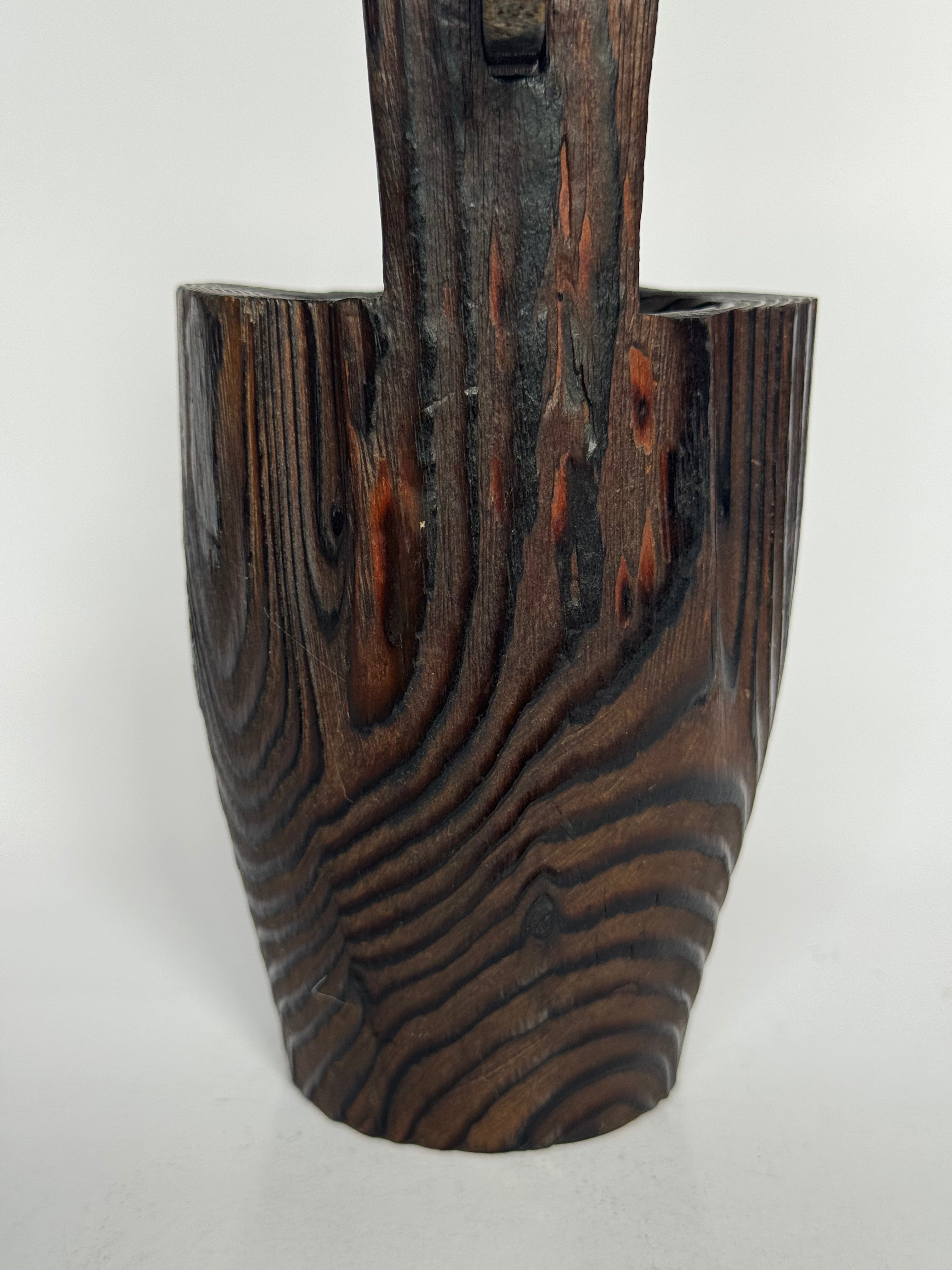 Japanese Wooden Ikebana Vase with Handle – Solid Wood Flower Vessel with Copper Liner