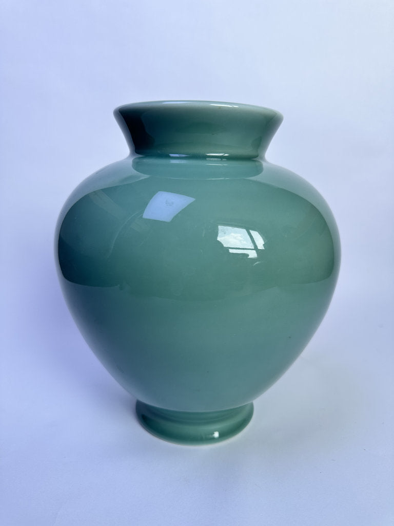 Vintage Japanese Celadon Vase, Seiji Glaze, Jade Green Ceramic Jar, Boxed